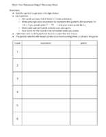 Center Watch Your Remainder 4 5 Stage 1 One Digit Divisors Watch Your Remainder Stage 1 Recording Sheet