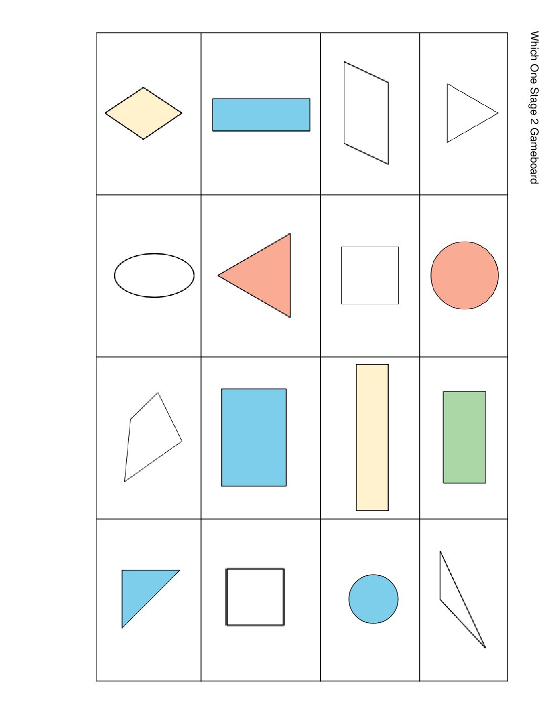 Center Which One K 5 Stage 2 Grade 1 Shapes Which One Stage 2 Gameboard