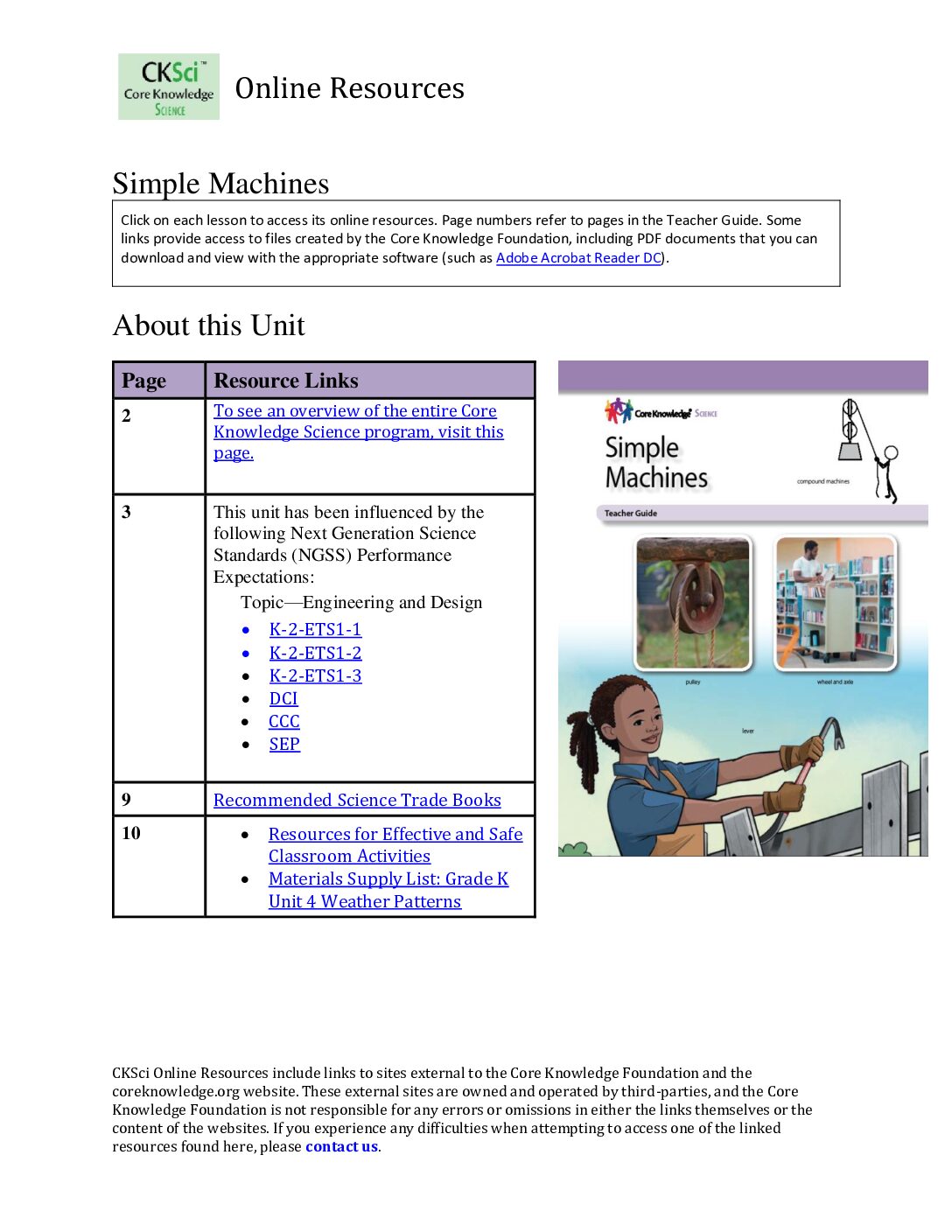 Cksci G1U4 Simple Machines Online Resources
