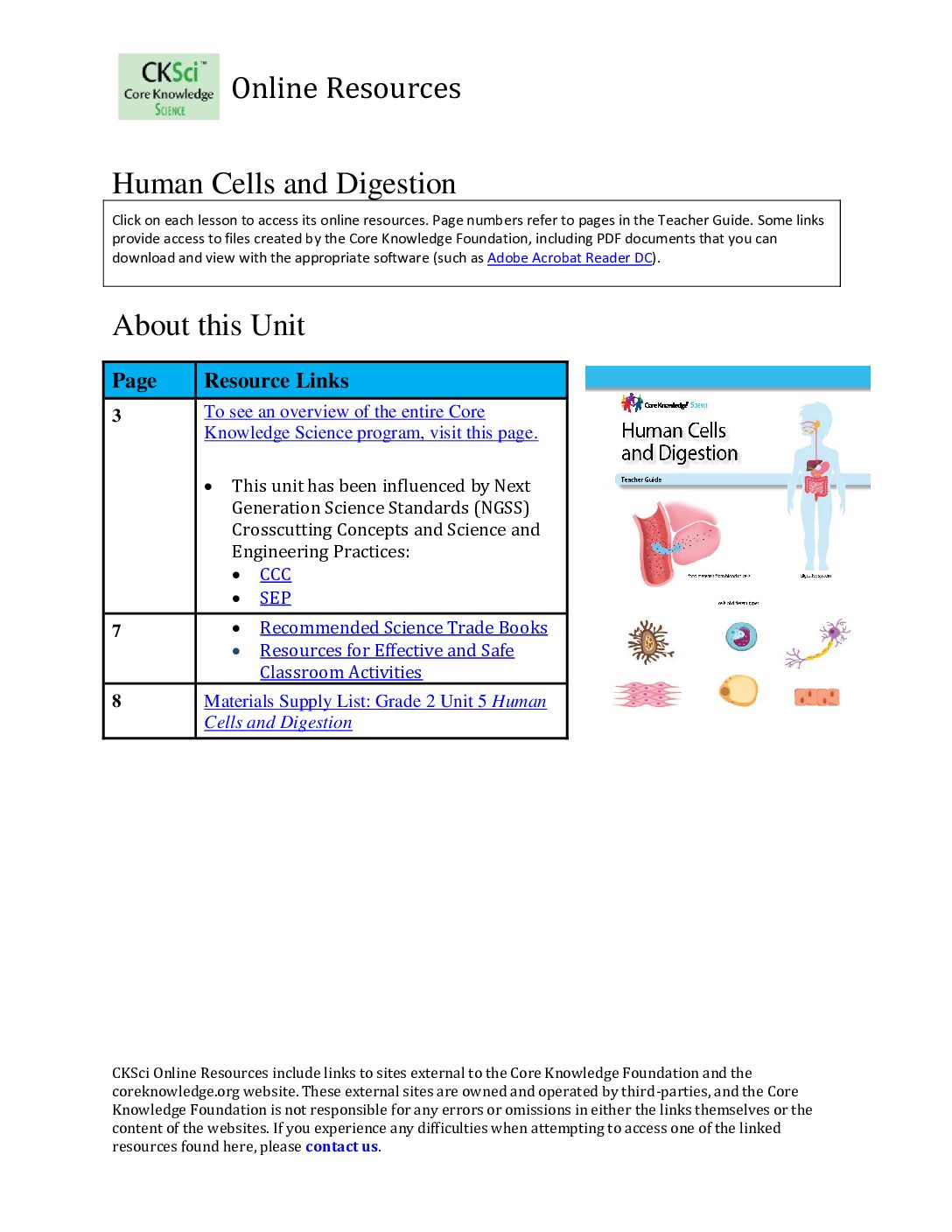 Cksci G2U5 Human Cells Online Resources