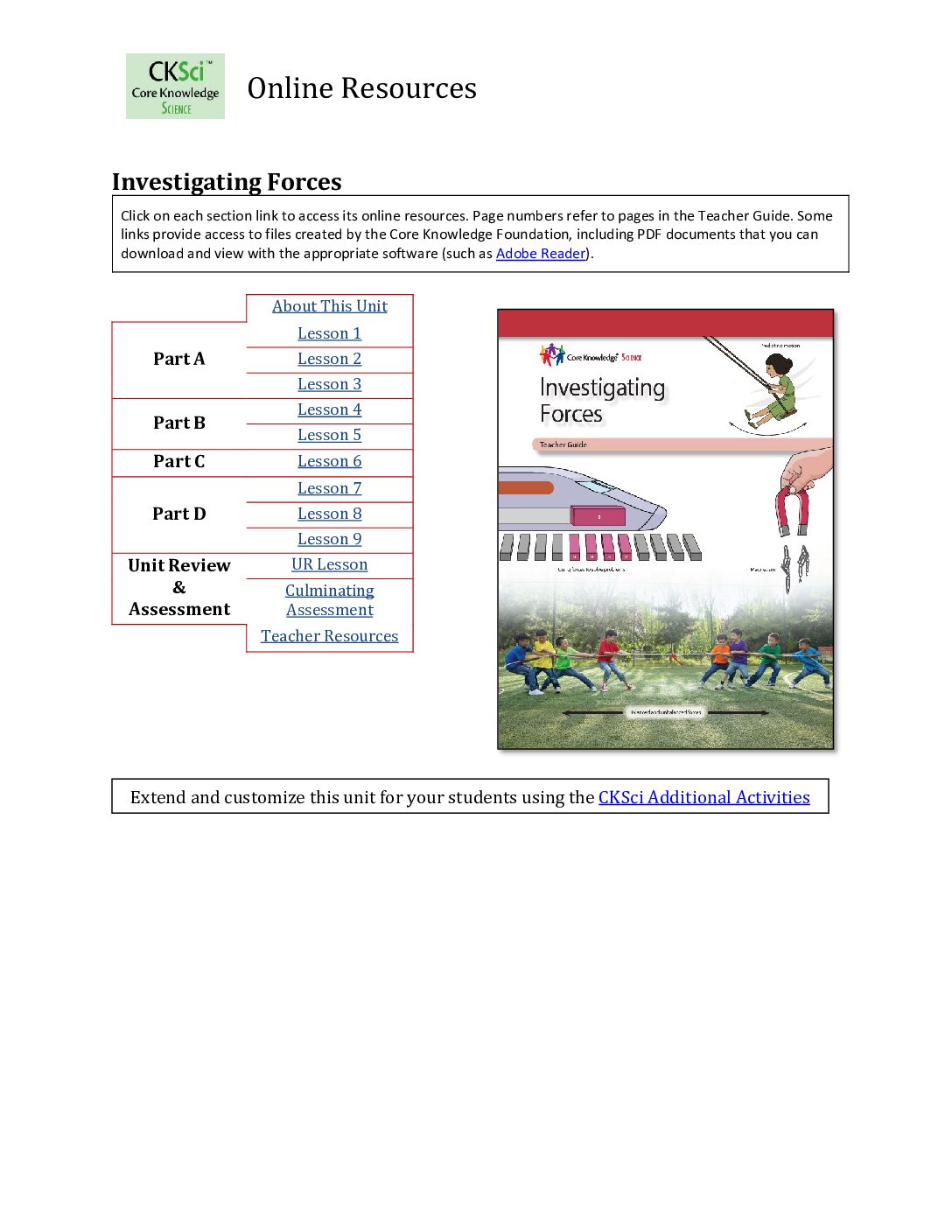 Cksci G3U1 Investigating Forces Online Resources