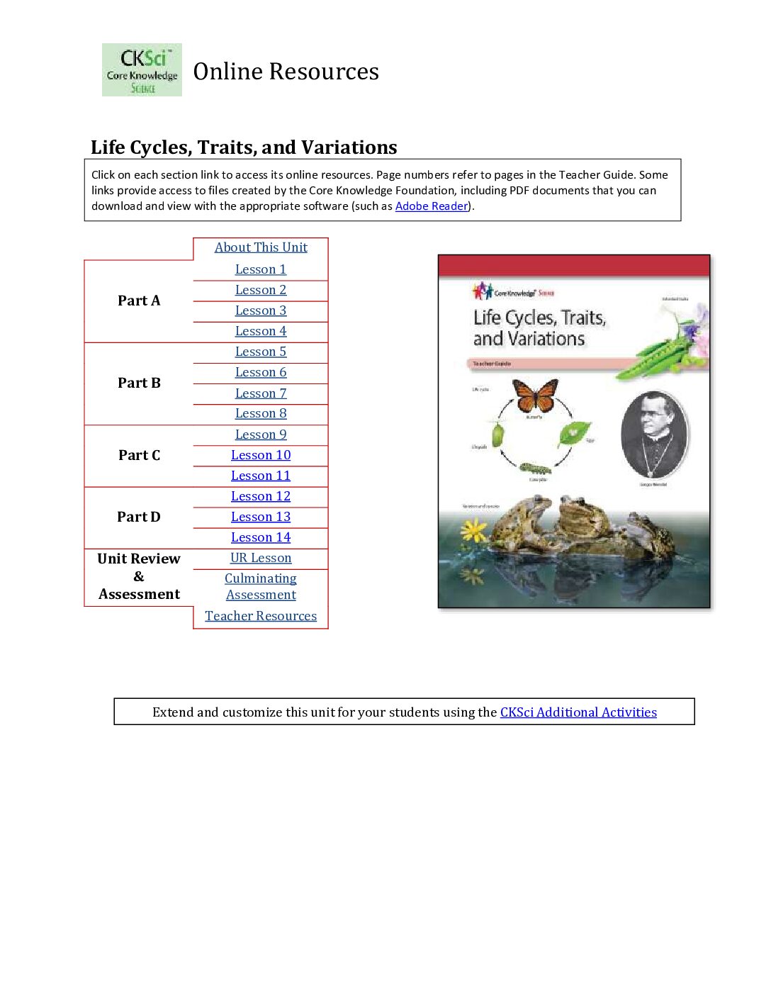 Cksci G3U2 Life Cycles Online Resources