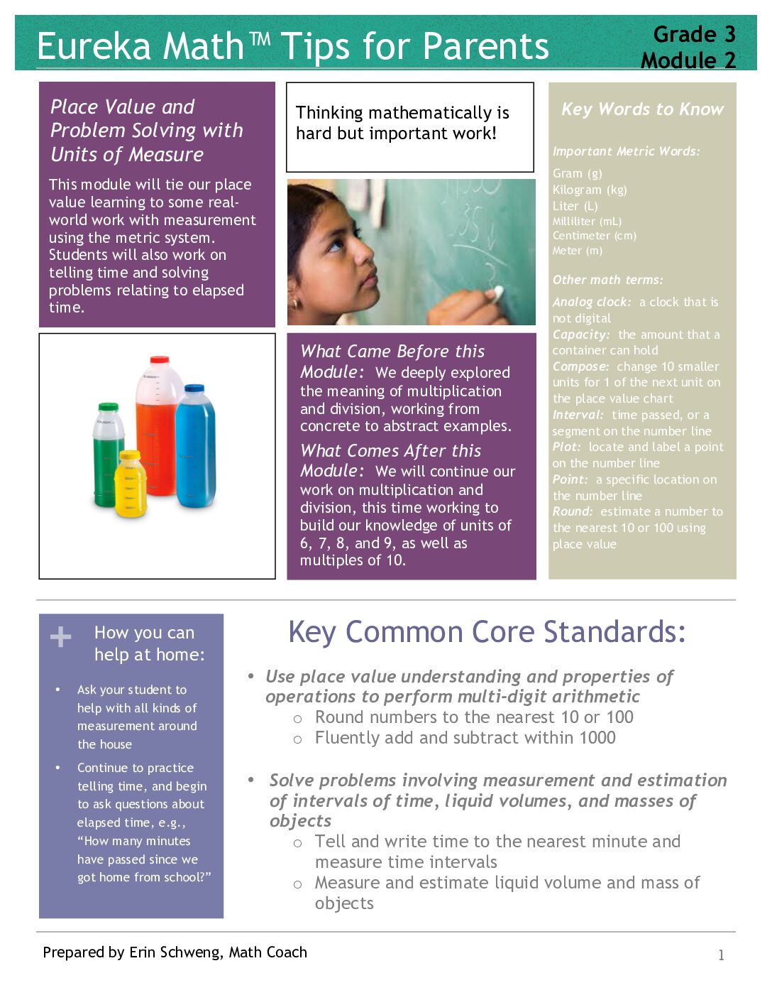 Eureka Math Grade 3 Module 2 Parent Tip Sheet