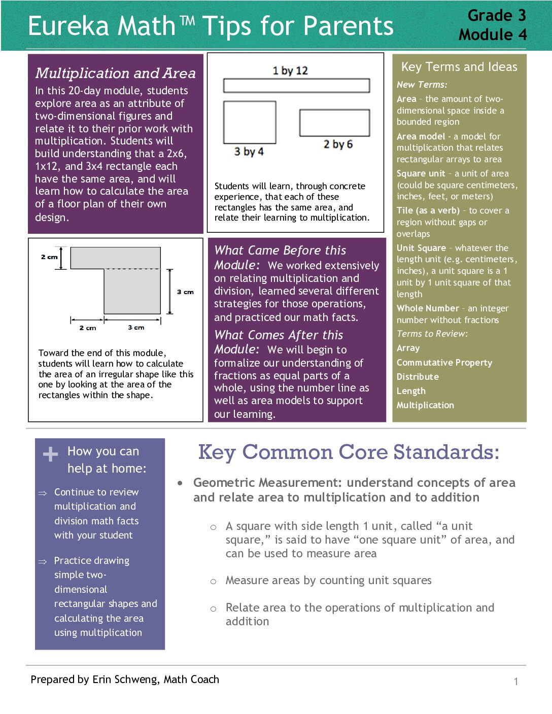 Eureka Math Grade 3 Module 4 Parent Tip Sheet