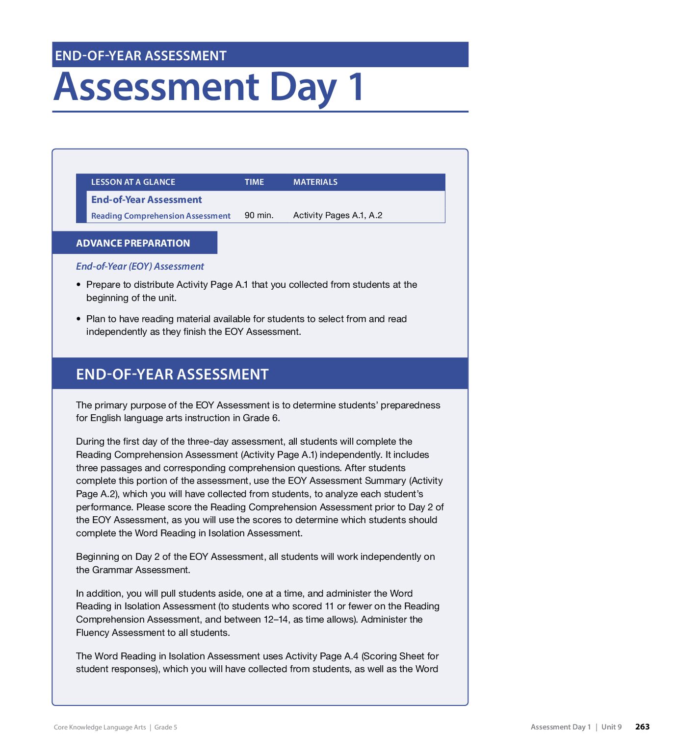 G5 U9 Assessment Directions