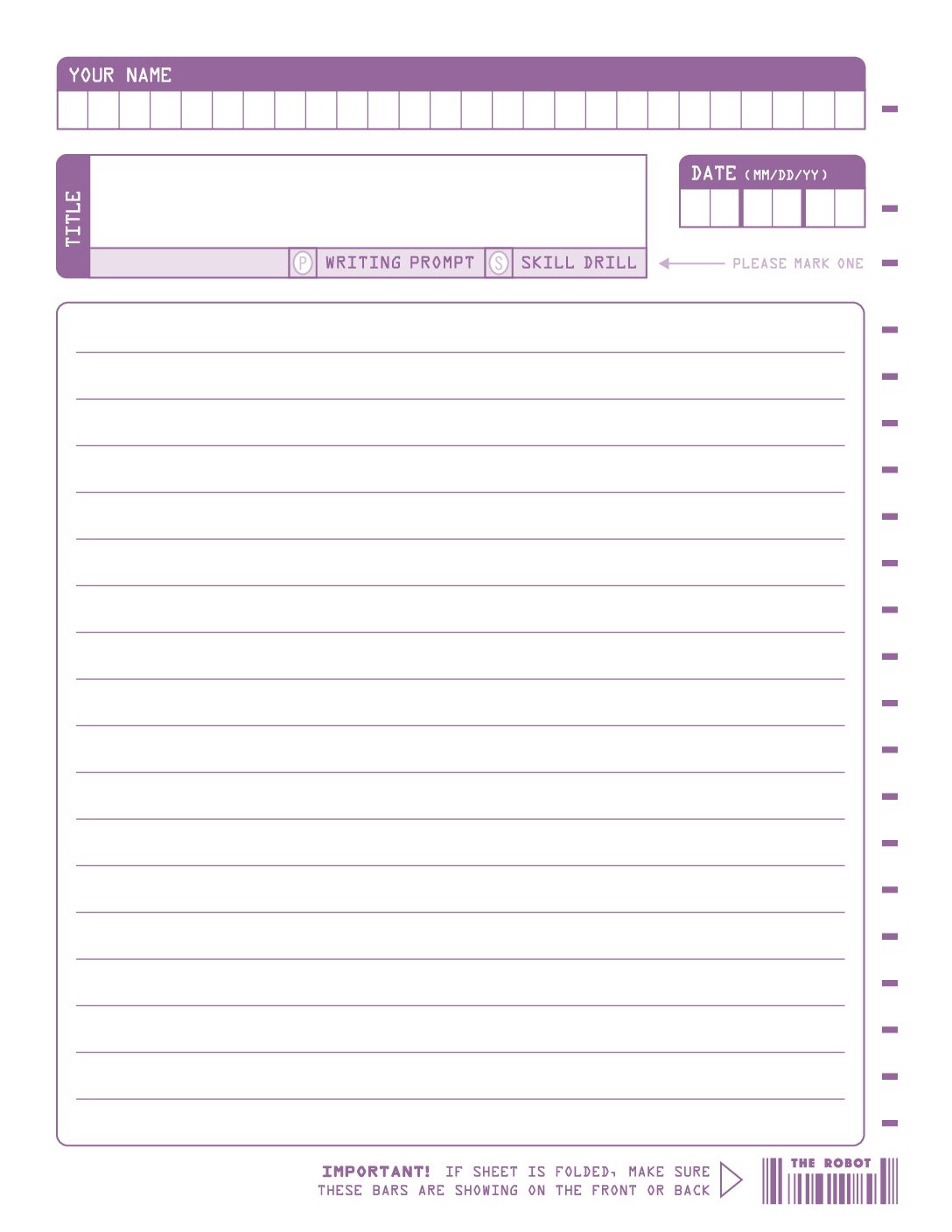 G5 Writing Quest The Robot Worksheet