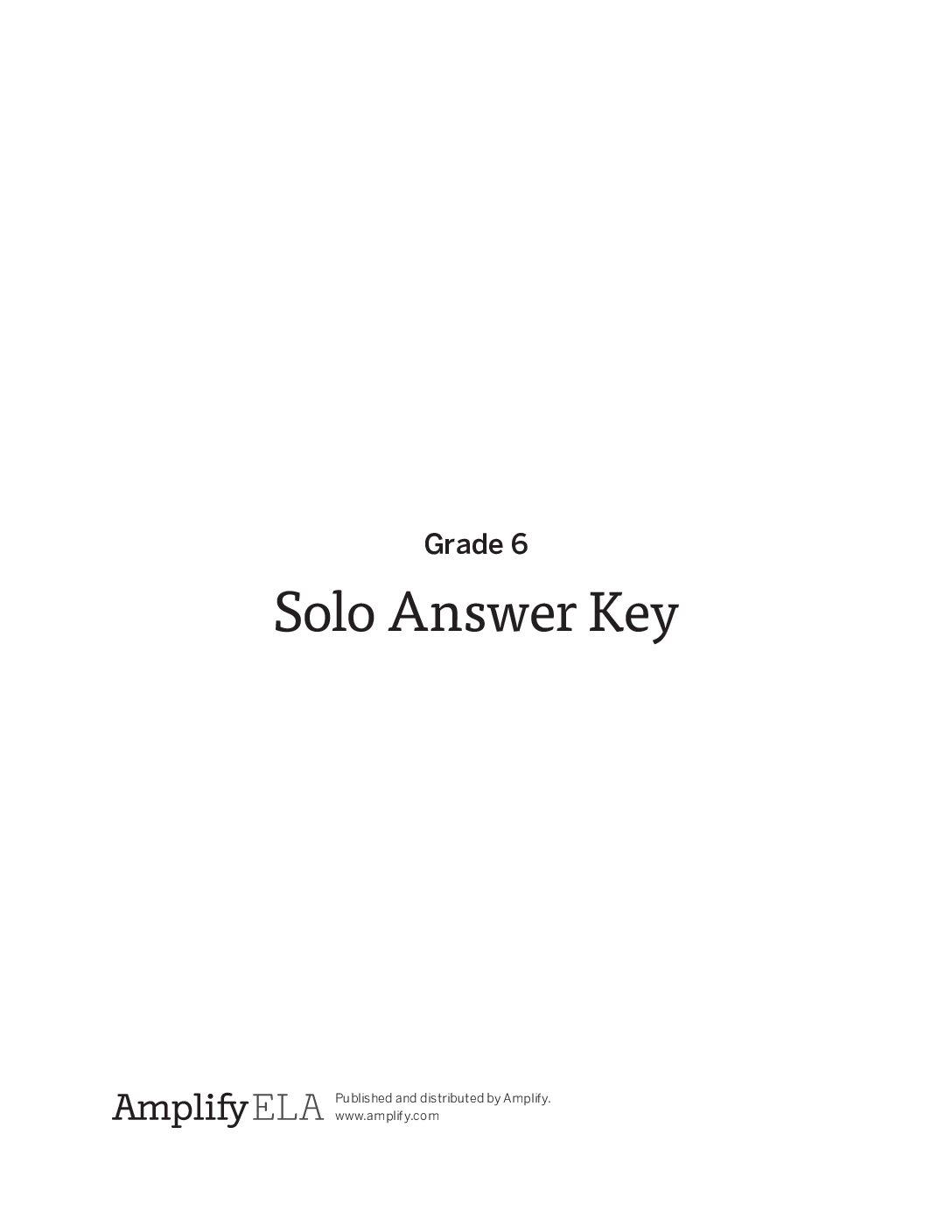 Grade 6 Solo Activities Answer Key