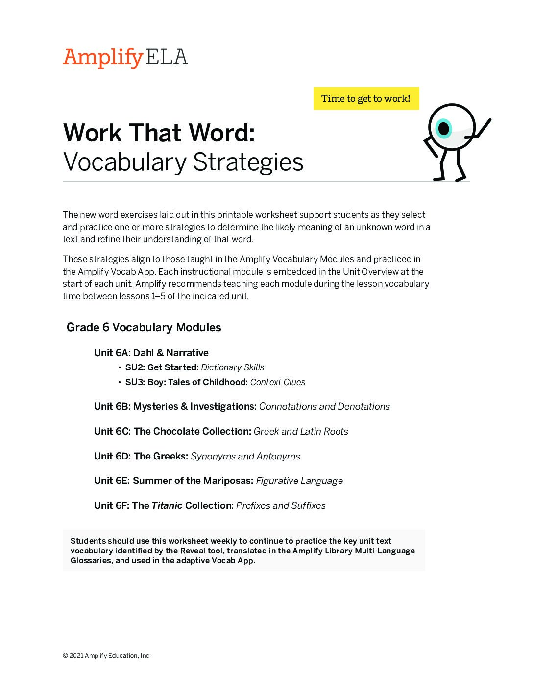 Grade 6 Vocabulary Strategies Work That Word