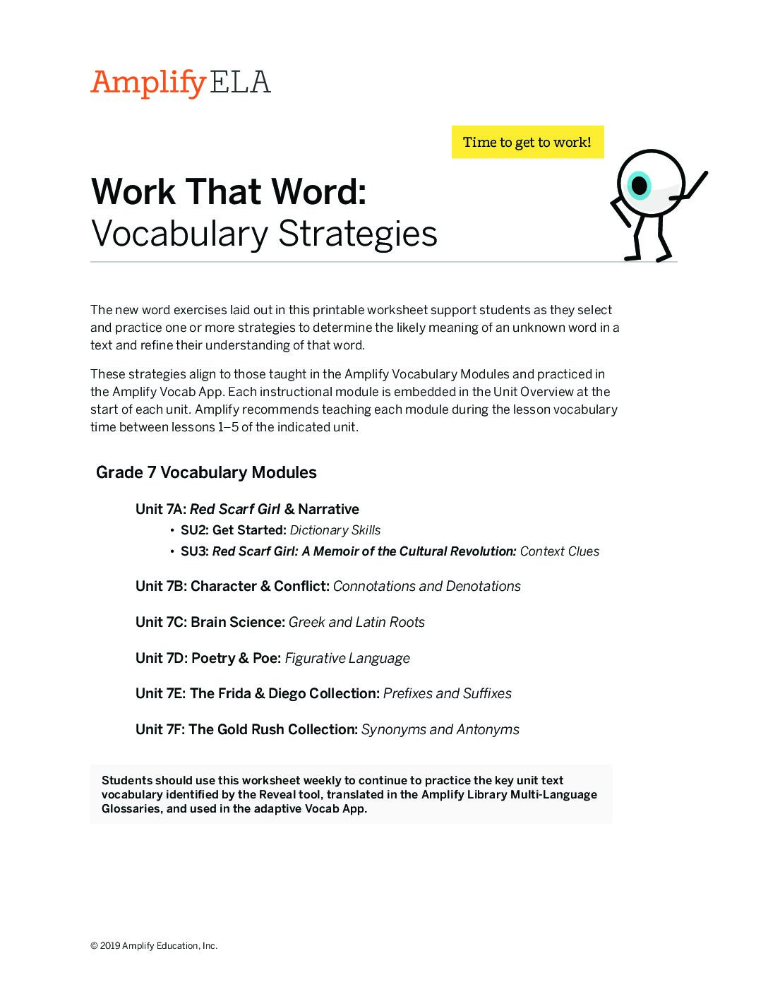 Grade 7 Vocabulary Strategies Work That Word