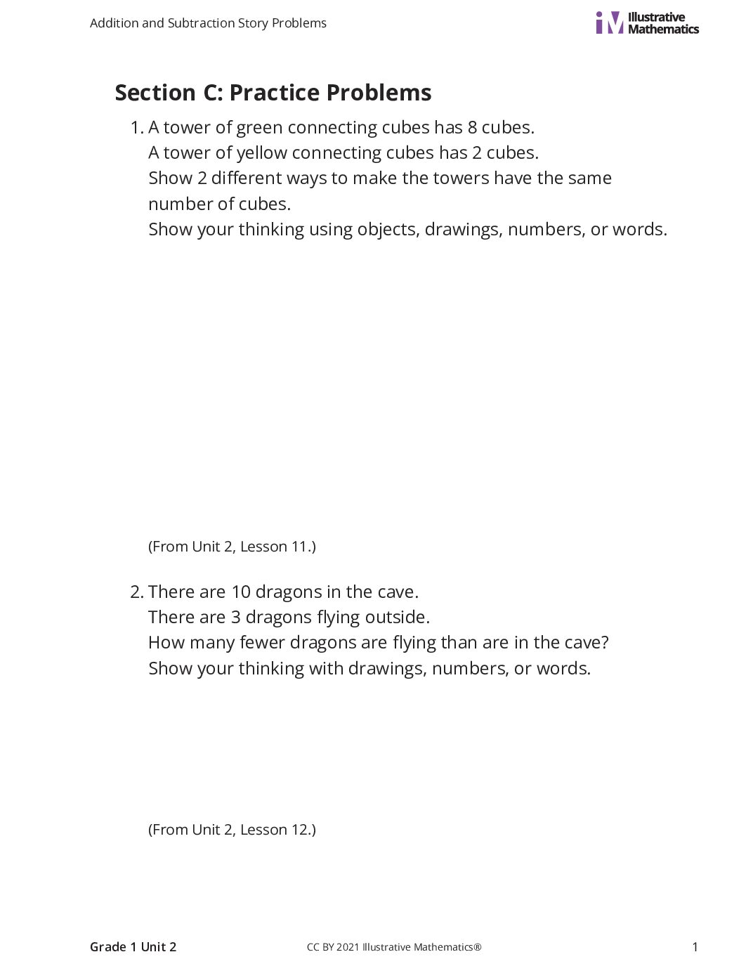 Grade1 2 C Compare Story Problems Curated Practice Problem Set
