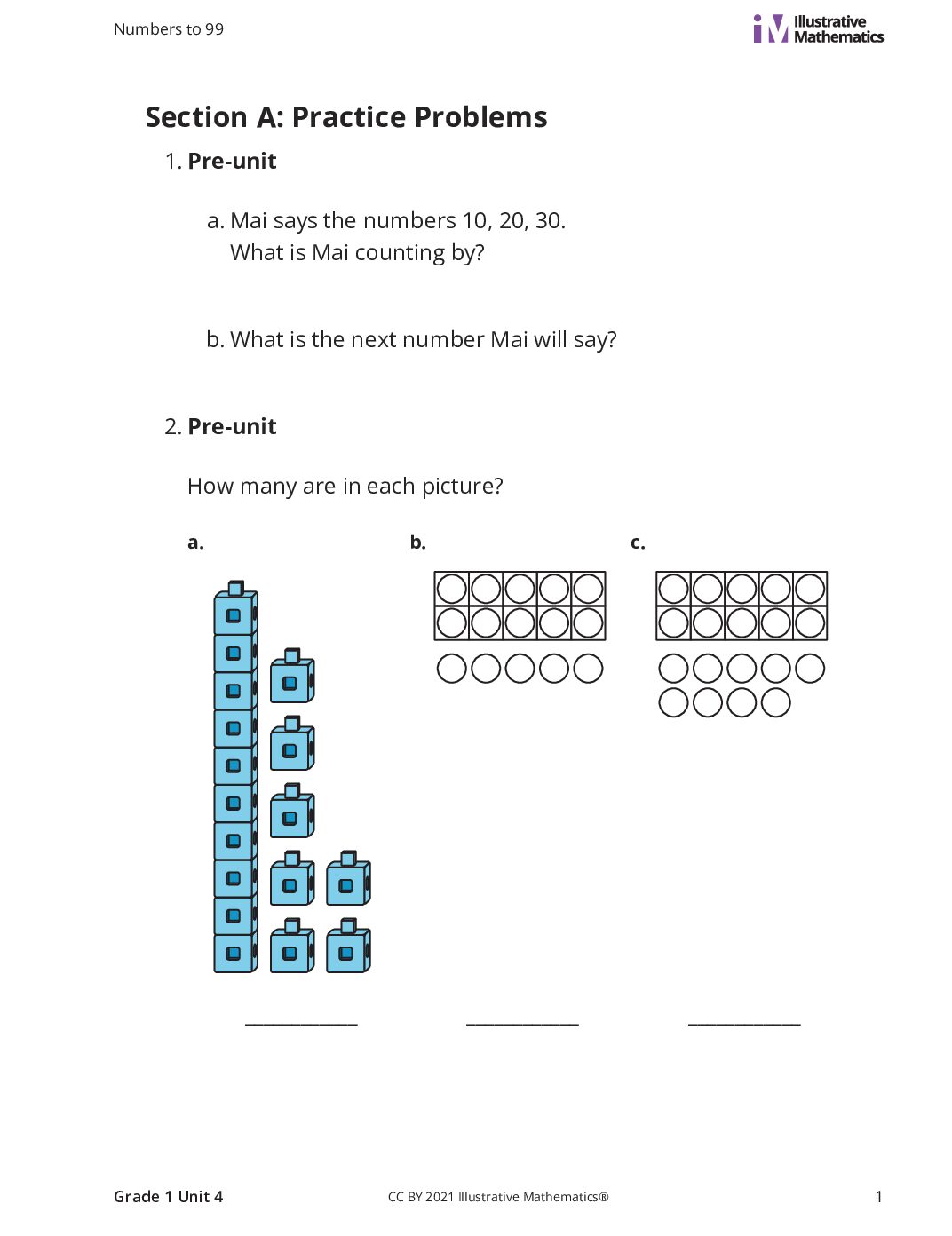 Grade1 4 A Units Of Ten Curated Practice Problem Set