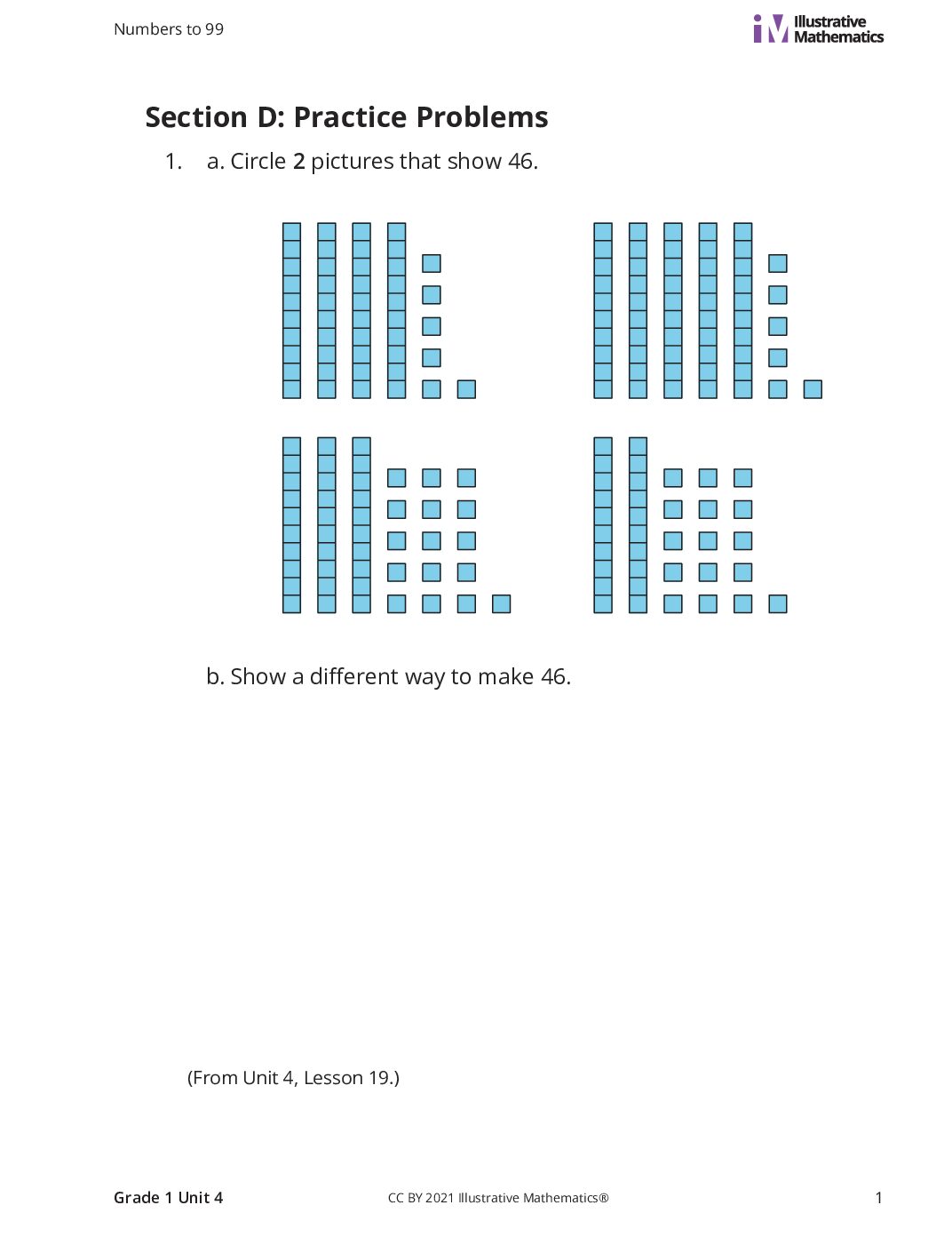 Grade1 4 D Different Ways To Make A Number Curated Practice Problem Set