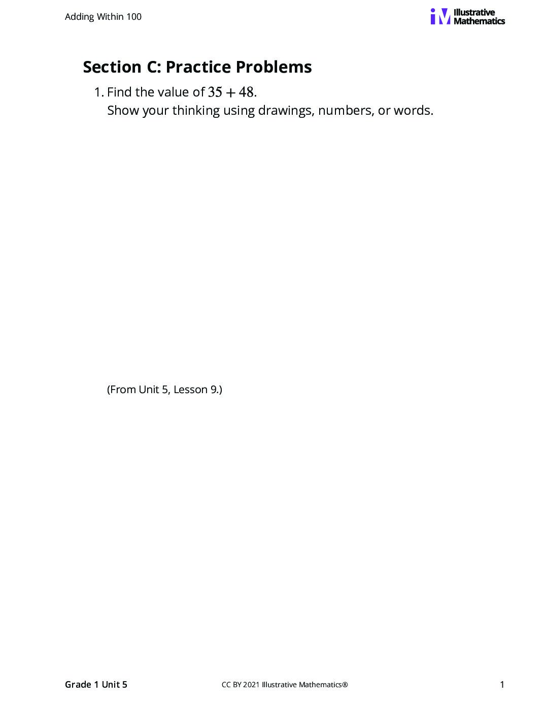 Grade1 5 C Make A Ten Add Within 100 Curated Practice Problem Set