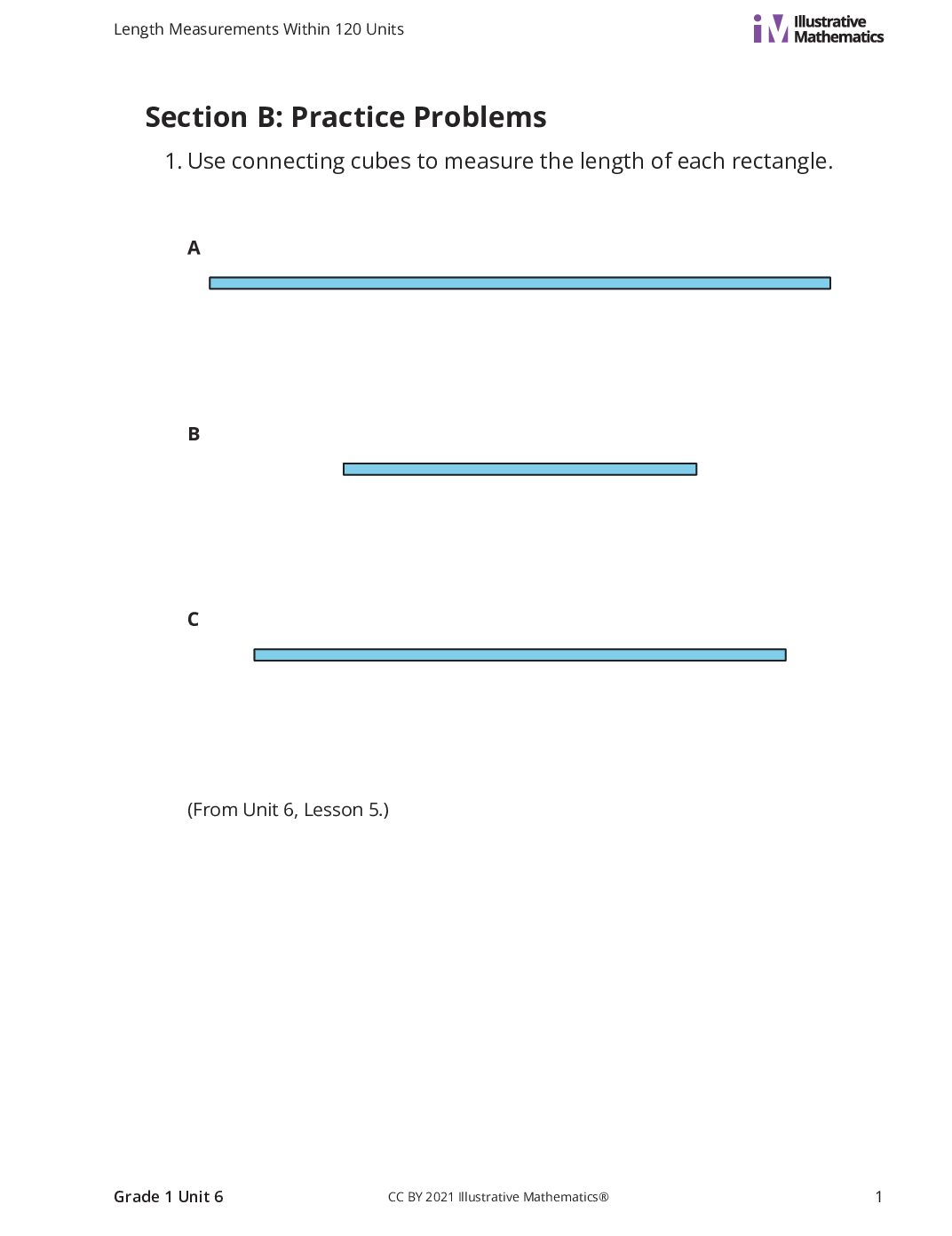 Grade1 6 B Measure By Iterating Up To 120 Length Units Curated Practice Problem Set