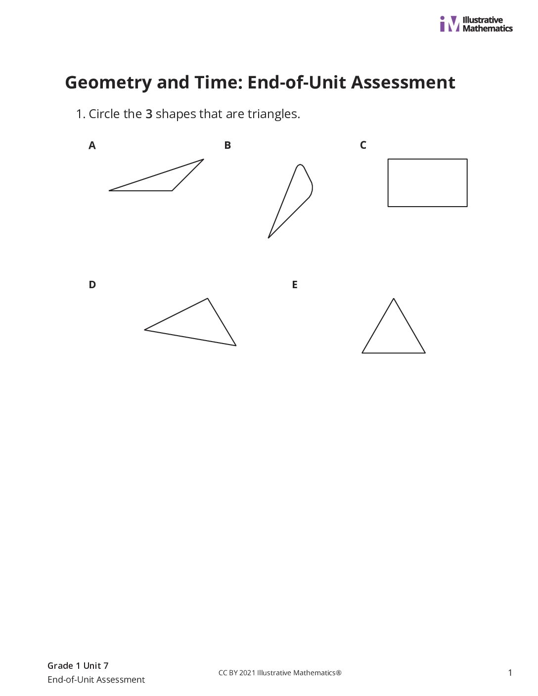 Grade1 7 End Of Unit Assessment Assessment