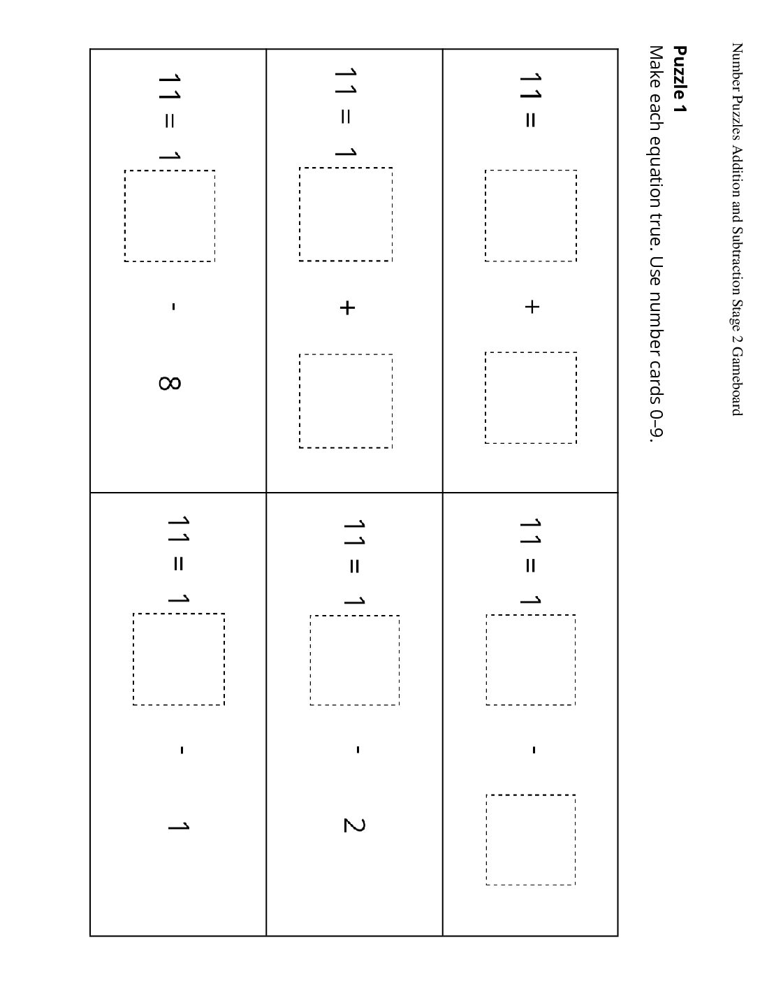 Grade1.3.B14.1-İntroduce-Number-Puzzles-Within-20-Number-Puzzles-Addition-And-Subtraction-Stage-2-Gameboard