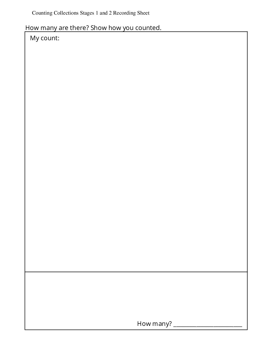Grade1.4.A1.1 Count A Collection Counting Collections Stages 1 And 2 Recording Sheet