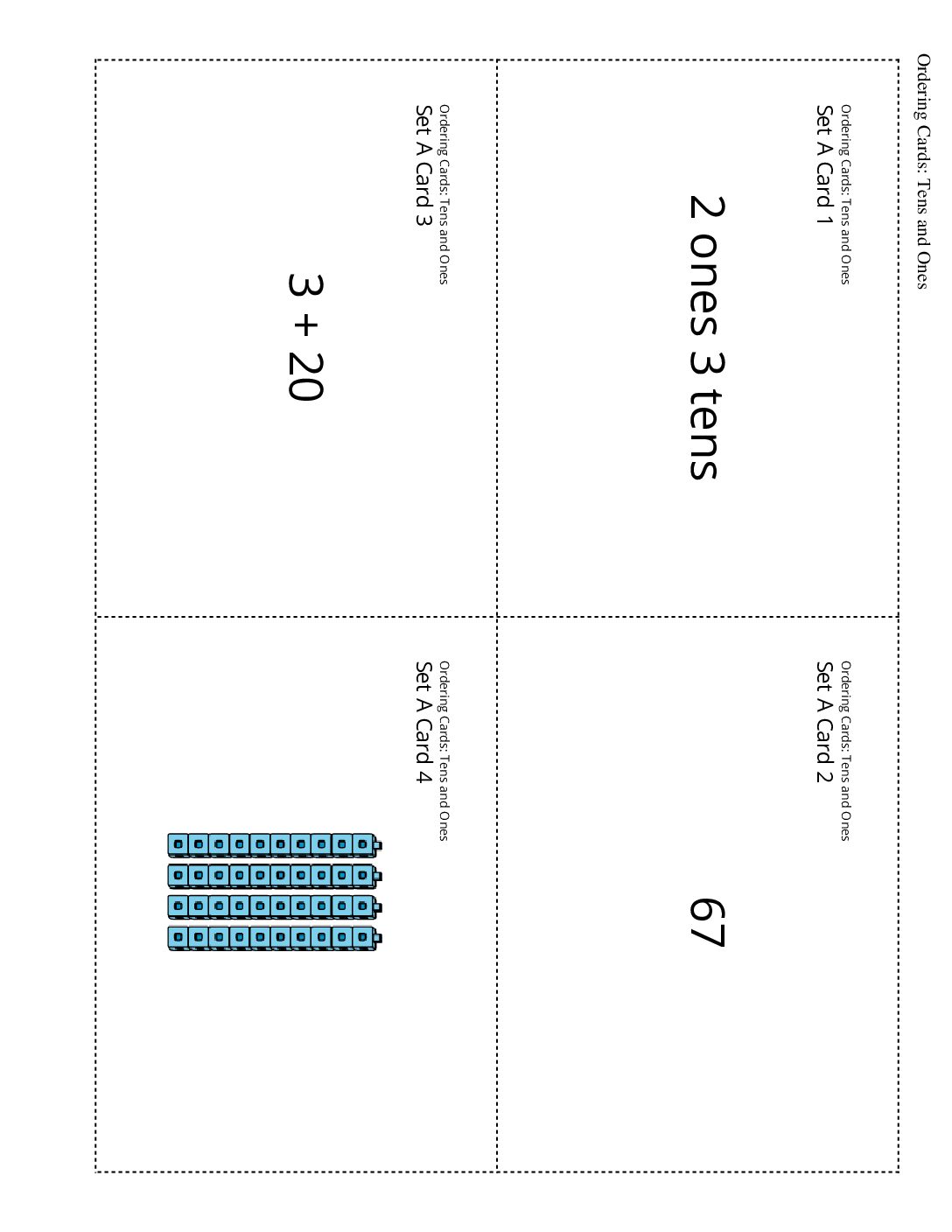 Grade1.4.C17.1 Compare And Order Quantities Ordering Cards Tens And Ones