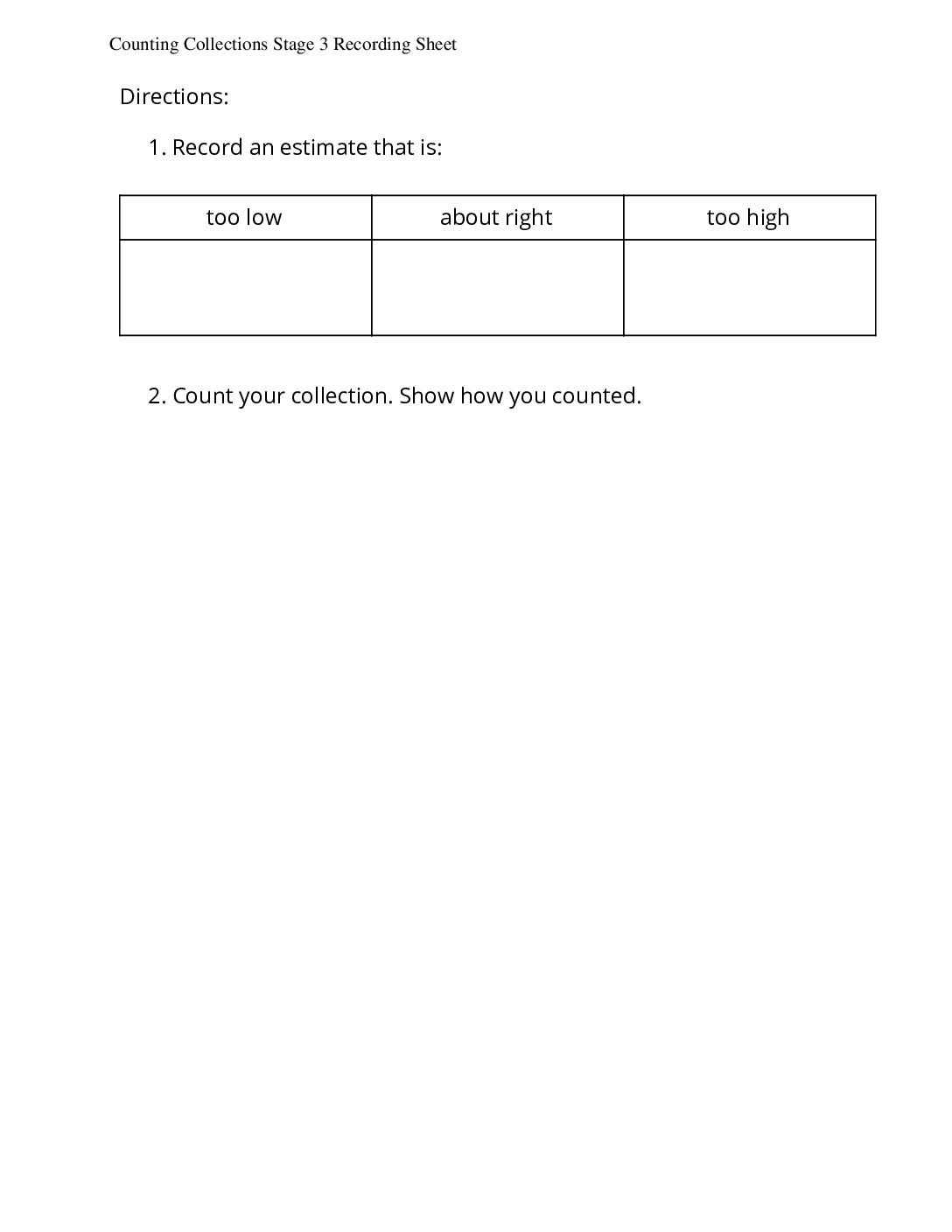 Grade1.6.C16.1-İntroduce-Counting-Collections-Estimate-And-Count-Up-To-120-Counting-Collections-Stage-3-Recording-Sheet