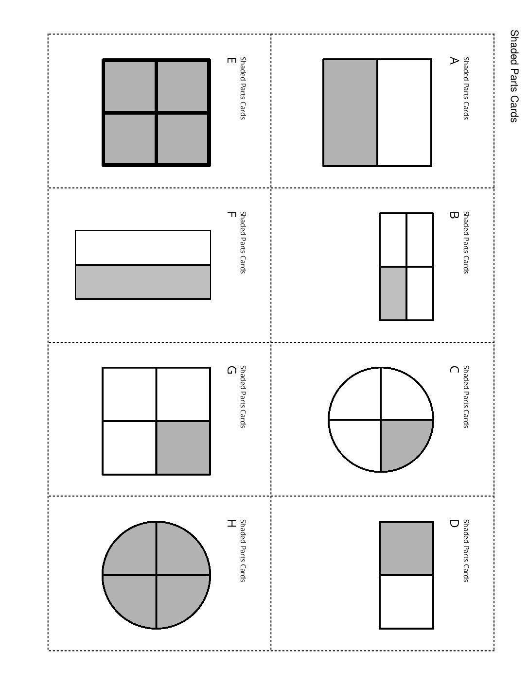 Grade1.7.B10.2 Card Sort Shaded Pieces Shaded Parts Cards