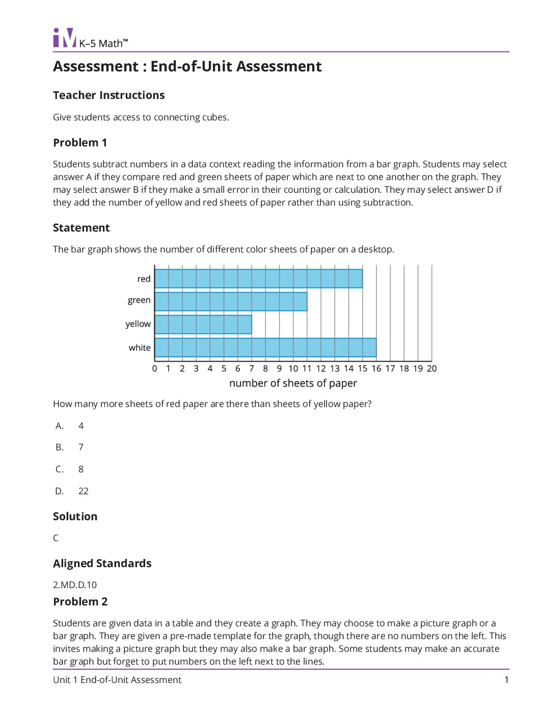 Grade2 1 End Of Unit Assessment Teacher Guide