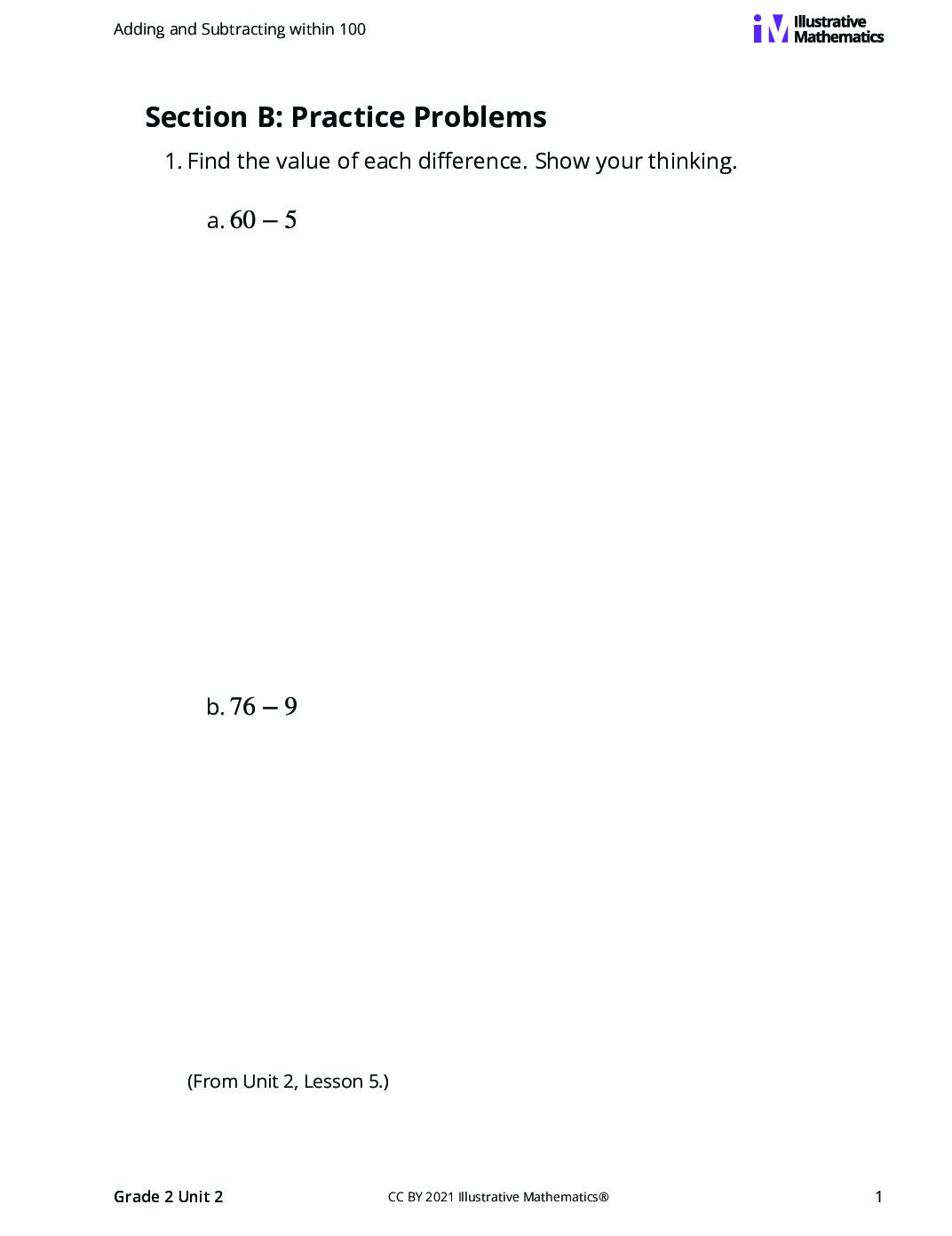 Grade2 2 B Decompose To Subtract Curated Practice Problem Set