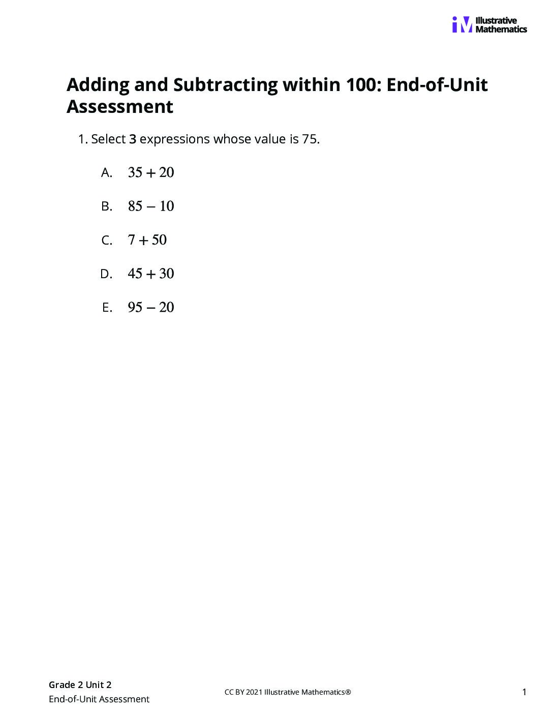 Grade2 2 End Of Unit Assessment Assessment
