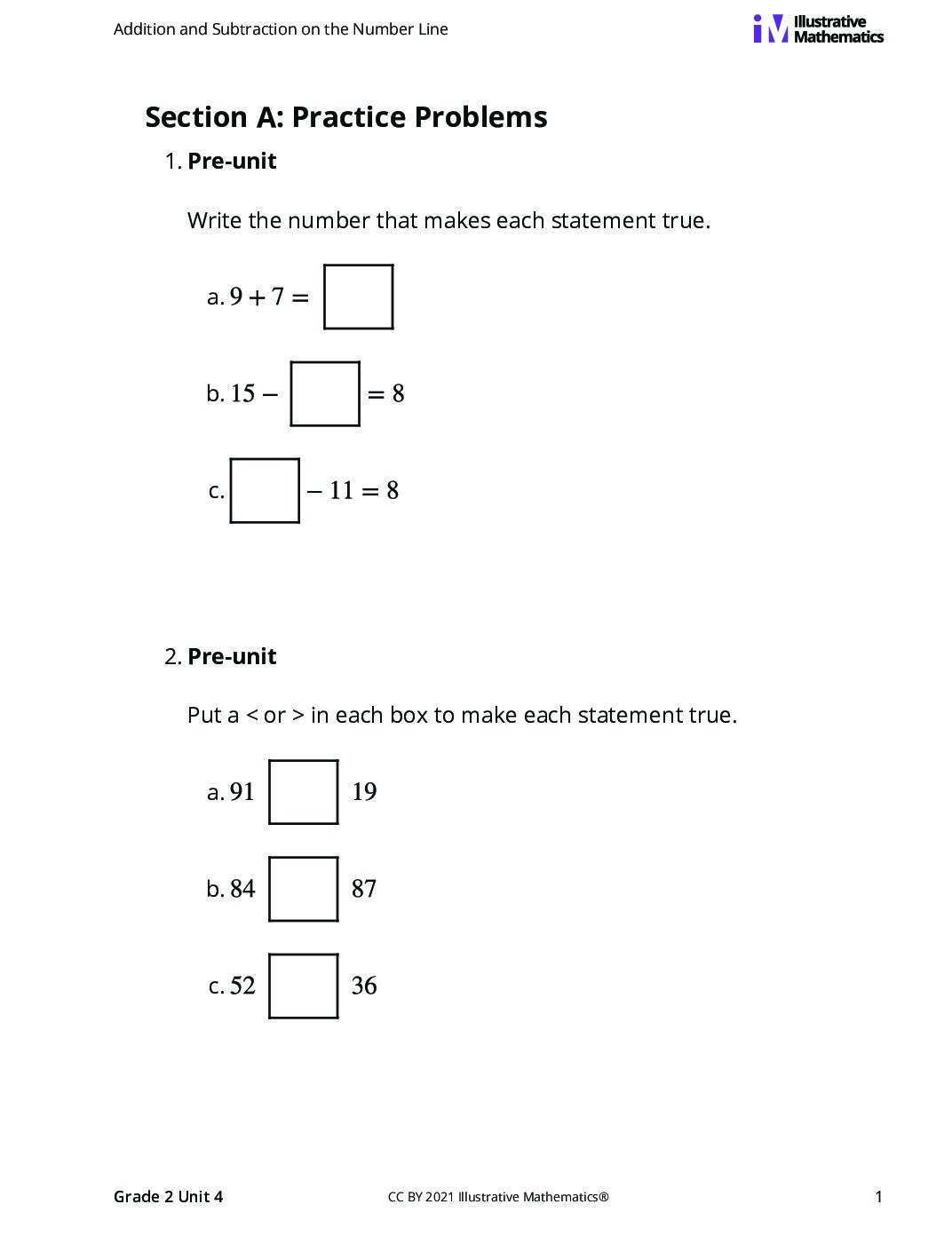 Grade2 4 A The Structure Of The Number Line Curated Practice Problem Set