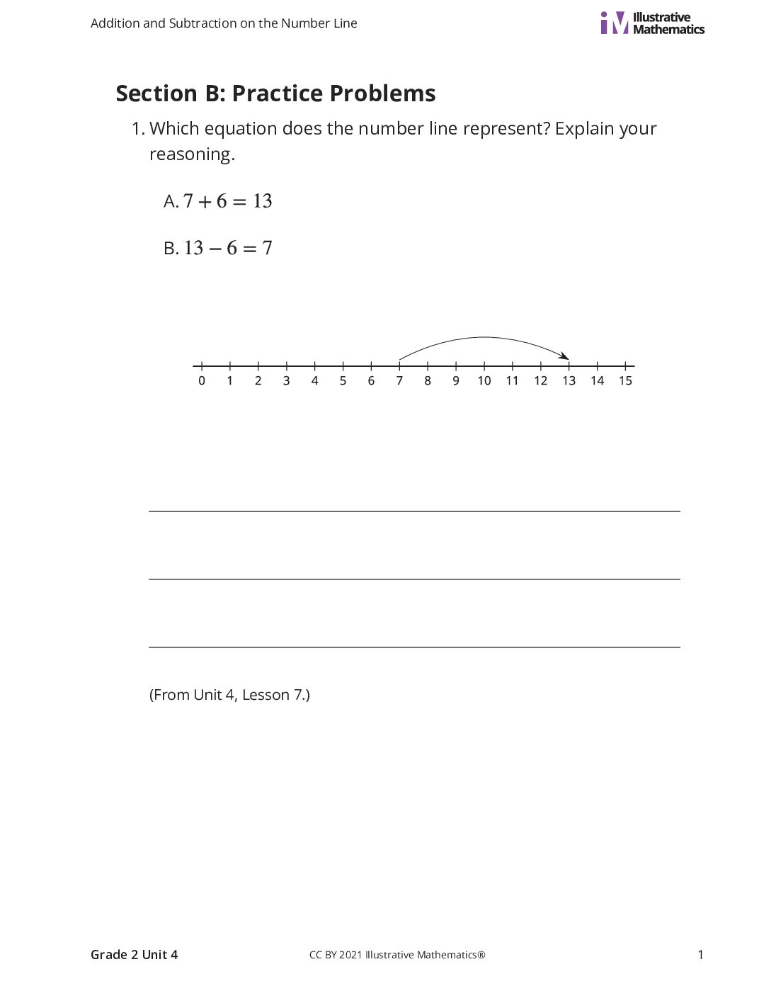 Grade2 4 B Add And Subtract On A Number Line Curated Practice Problem Set