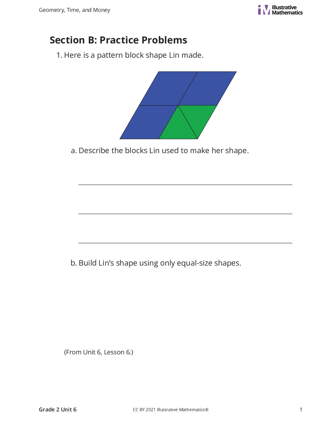 Grade2 6 B Halves, Thirds, And Fourths Curated Practice Problem Set