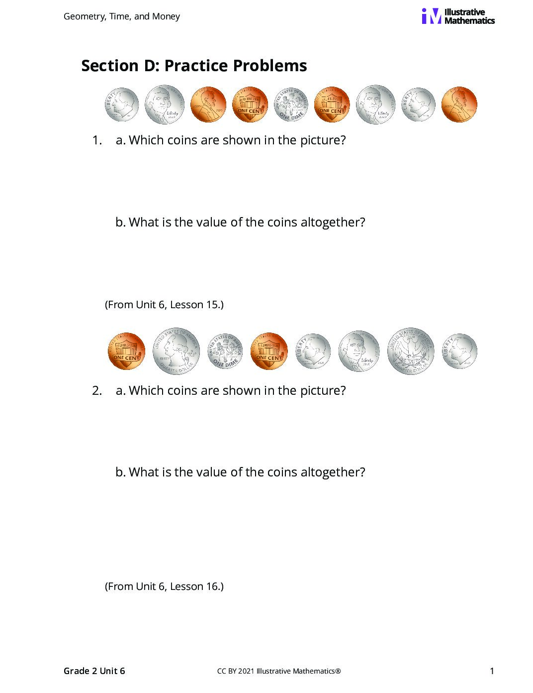 Grade2 6 D The Value Of Money Curated Practice Problem Set