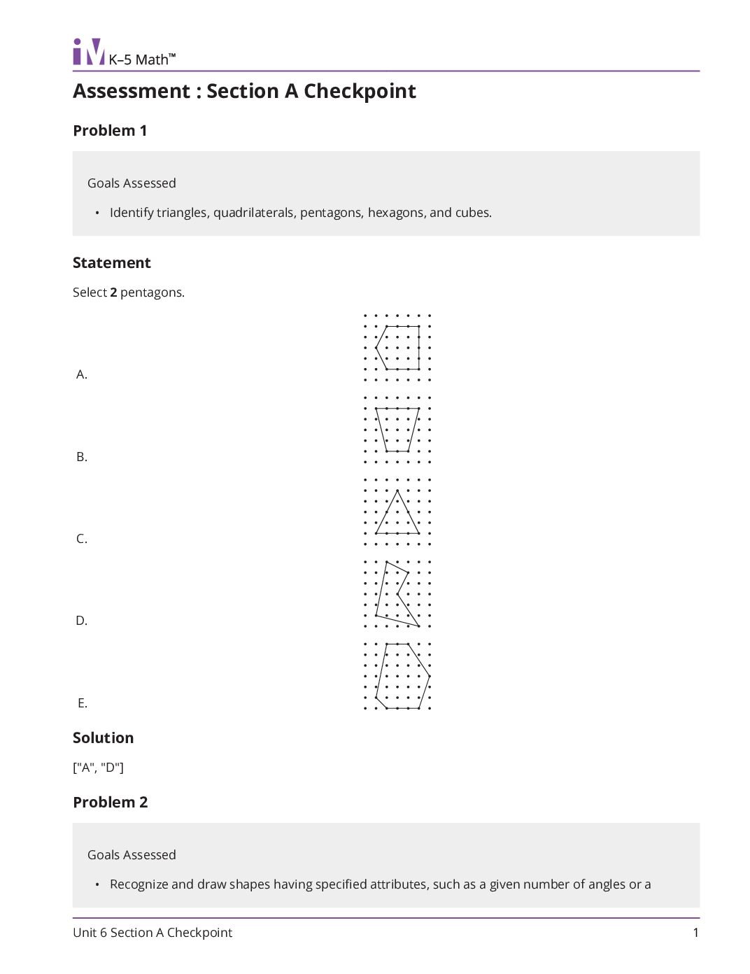 Grade2 6 Section A Checkpoint Teacher Guide
