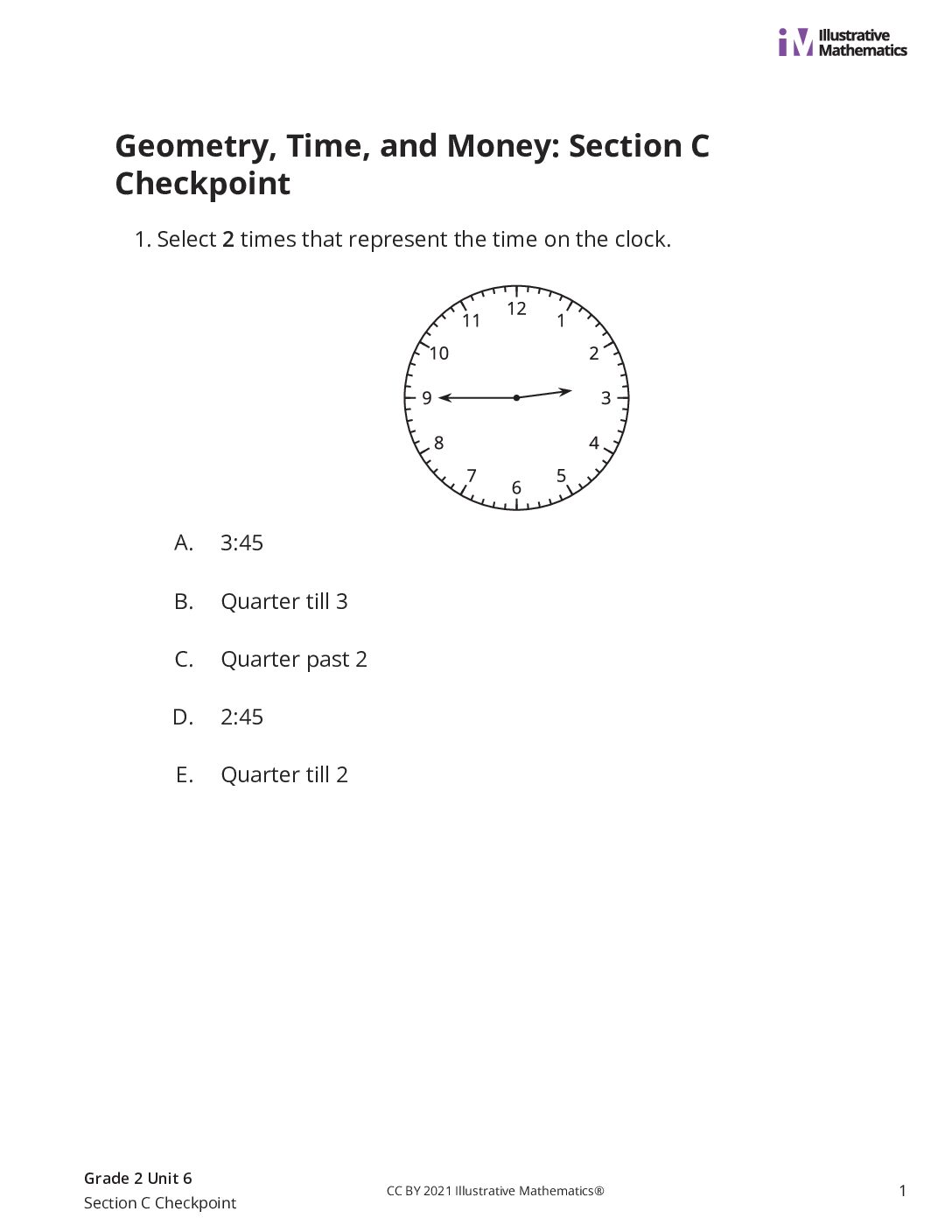 Grade2 6 Section C Checkpoint Assessment