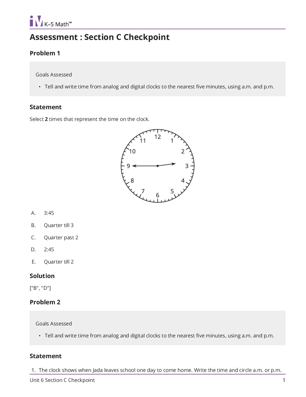 Grade2 6 Section C Checkpoint Teacher Guide