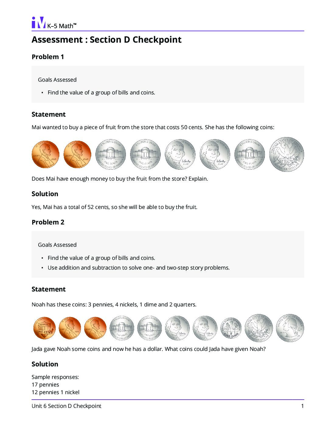 Grade2 6 Section D Checkpoint Teacher Guide