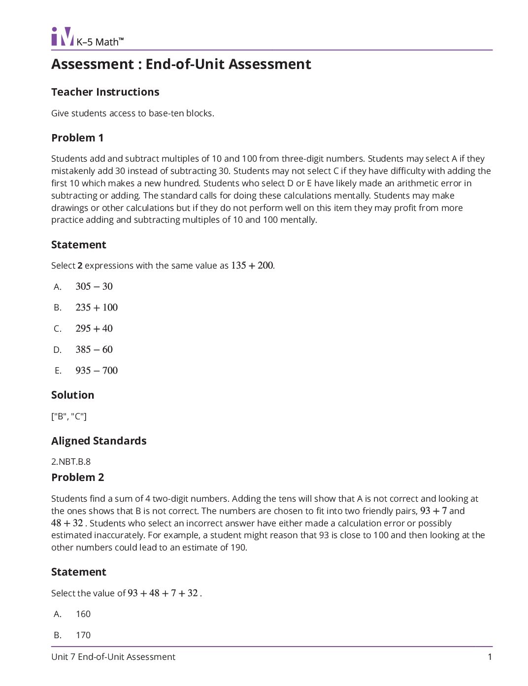 Grade2 7 End Of Unit Assessment Teacher Guide
