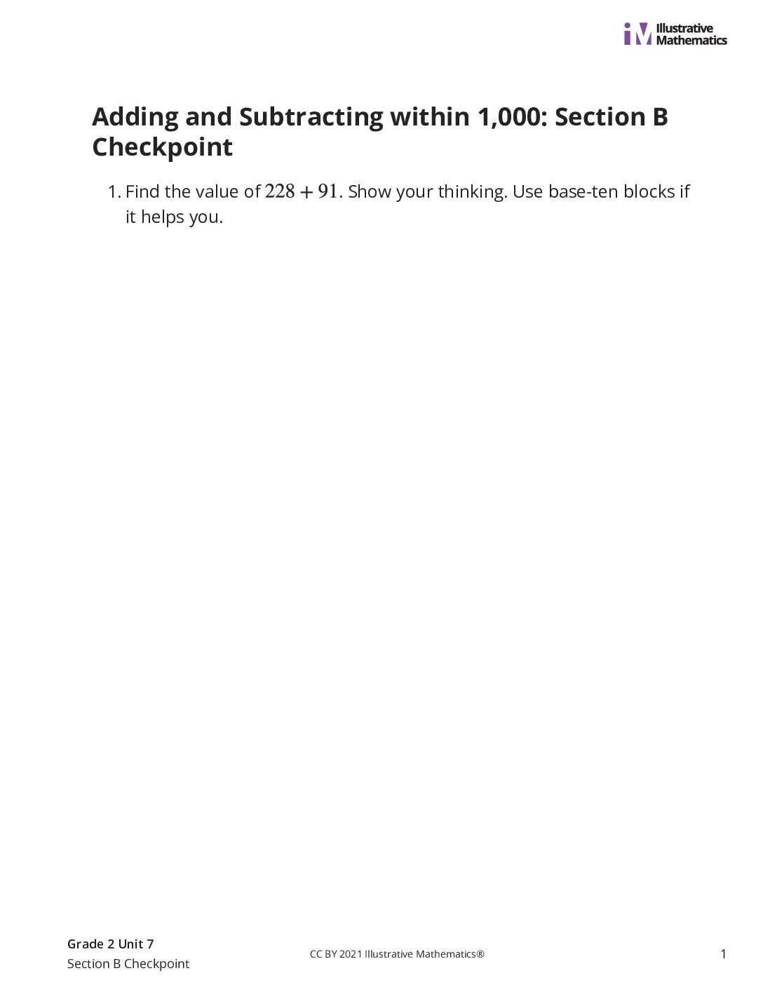 Grade2 7 Section B Checkpoint Assessment