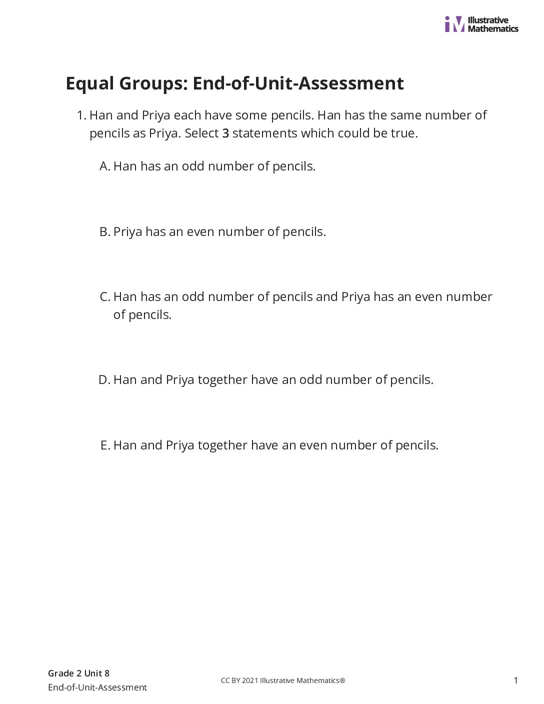 Grade2 8 End Of Unit Assessment Assessment