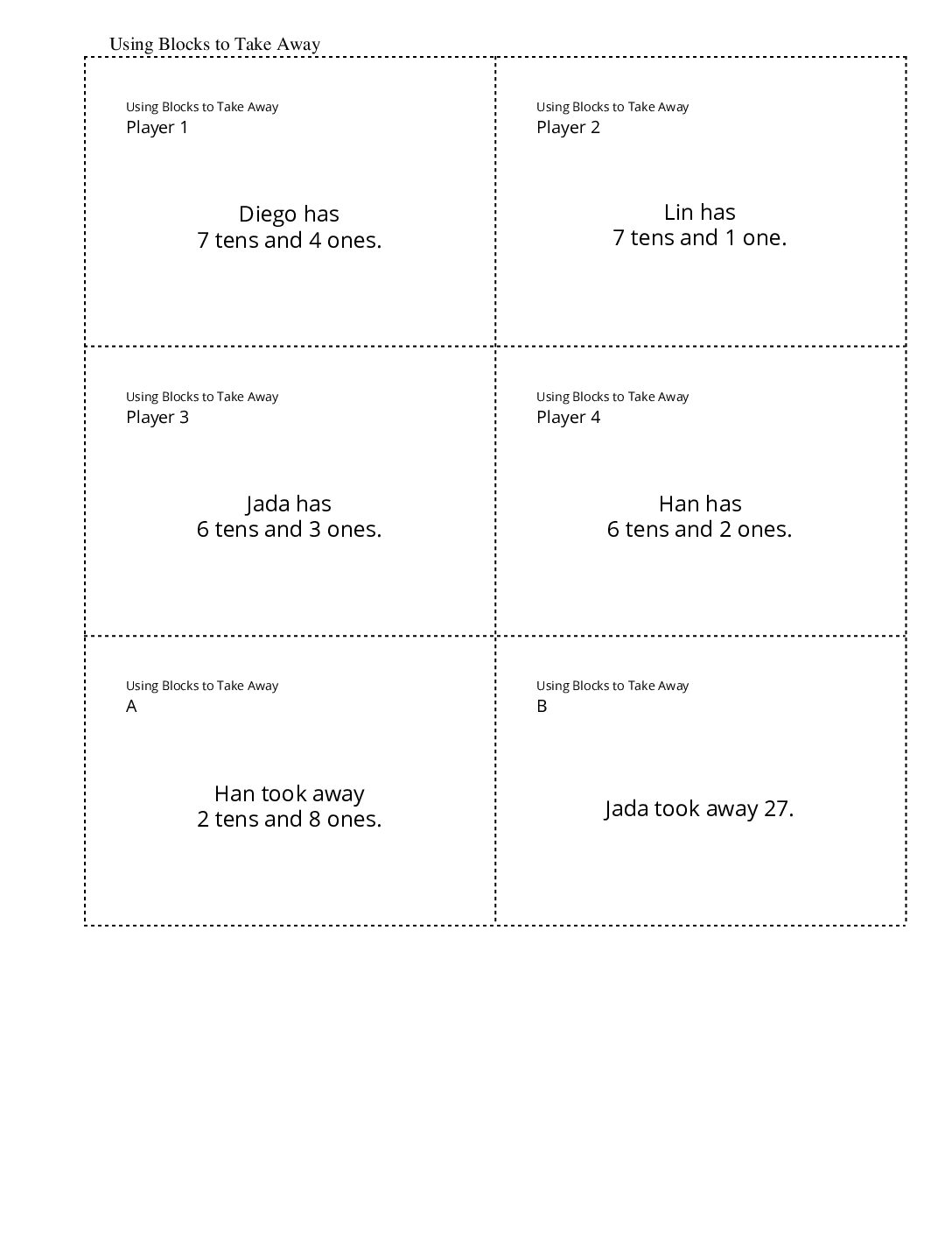 Grade2.2.B7.2 Use Blocks To Take Away Using Blocks To Take Away
