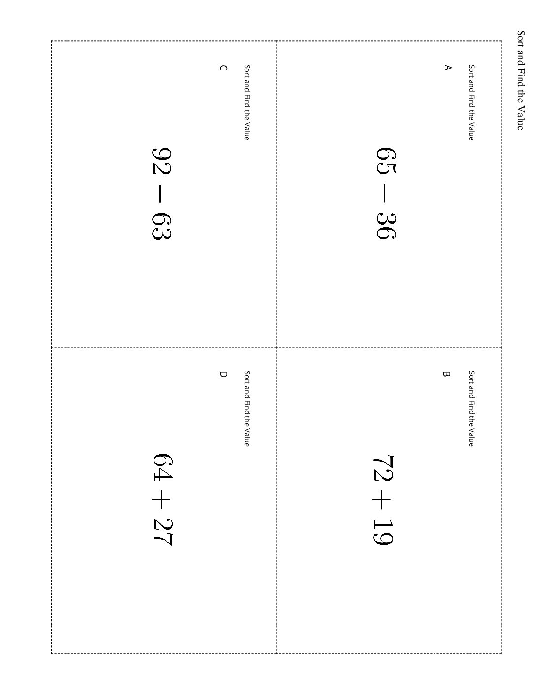 Grade2.2.B9.1 Sort And Find The Value Sort And Find The Value
