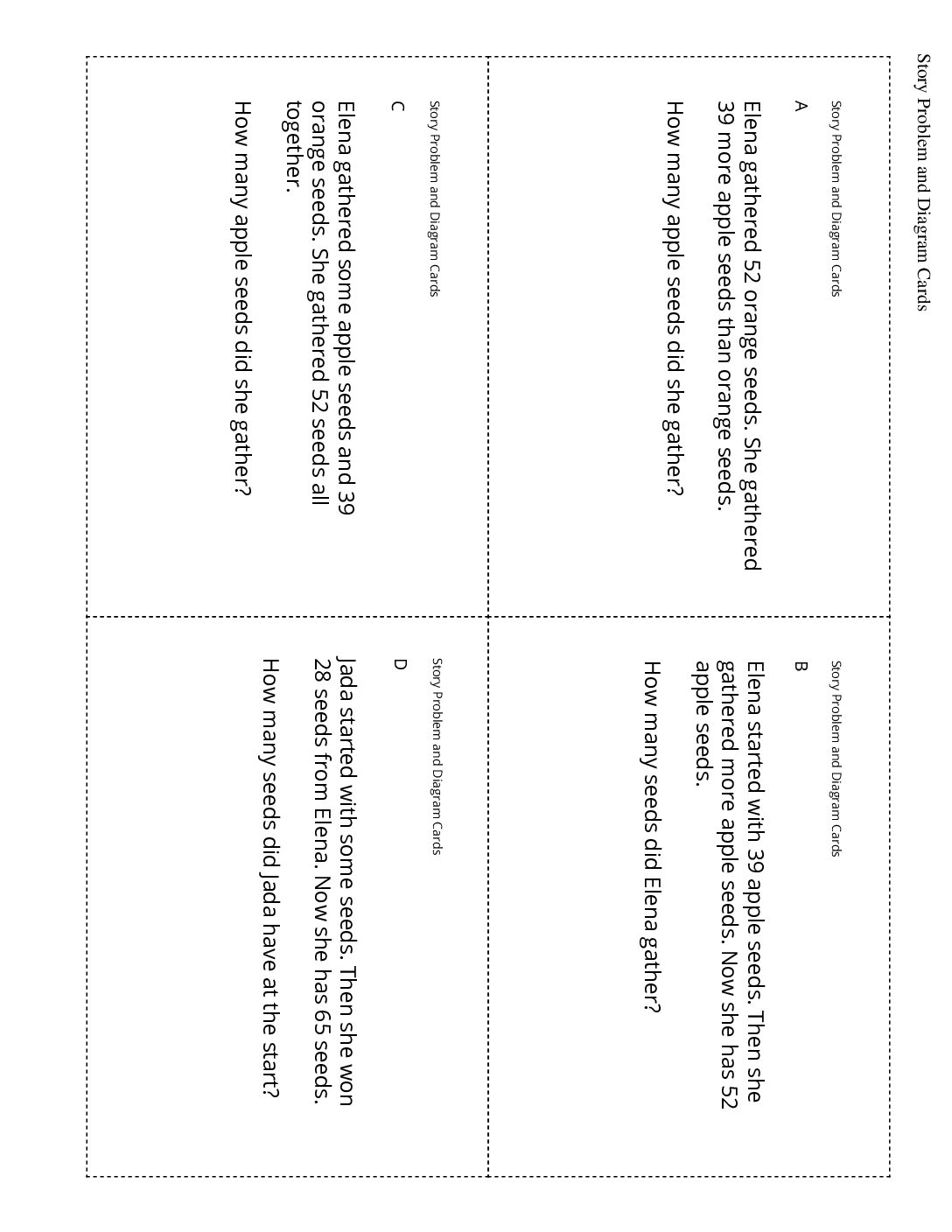 Grade2.2.C12.2 Card Sort Story Problems And Diagrams Story Problem And Diagram Cards