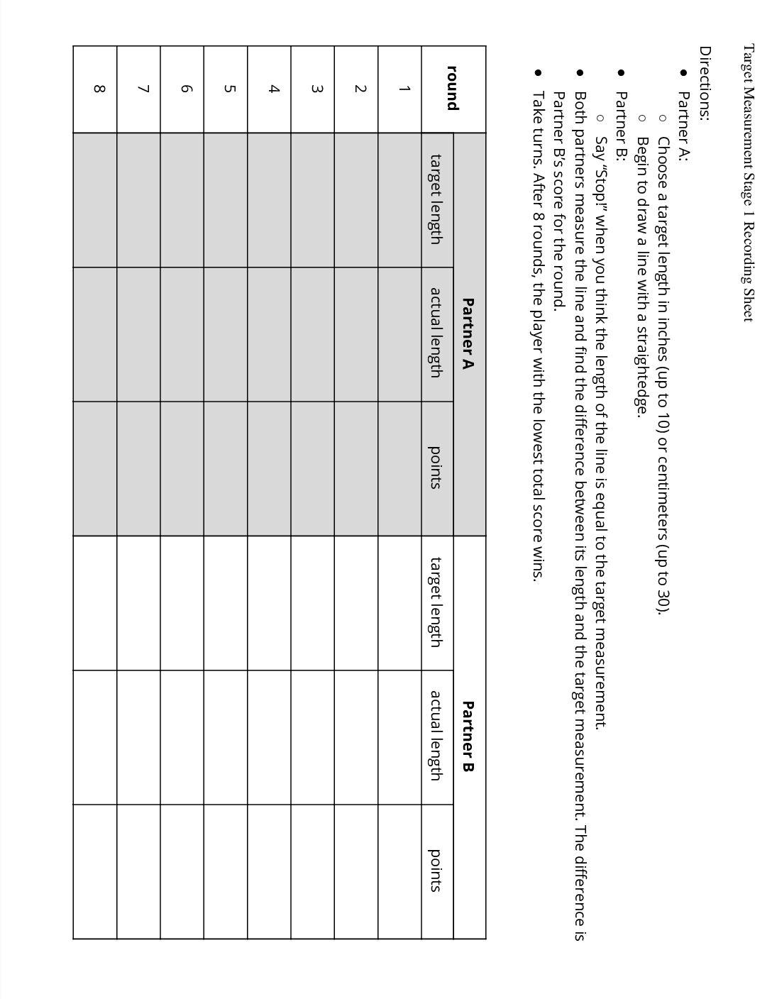 Grade2.3.B13.1-İntroduce-Target-Measurements-İnches-And-Centimeters-Target-Measurement-Stage-1-Recording-Sheet