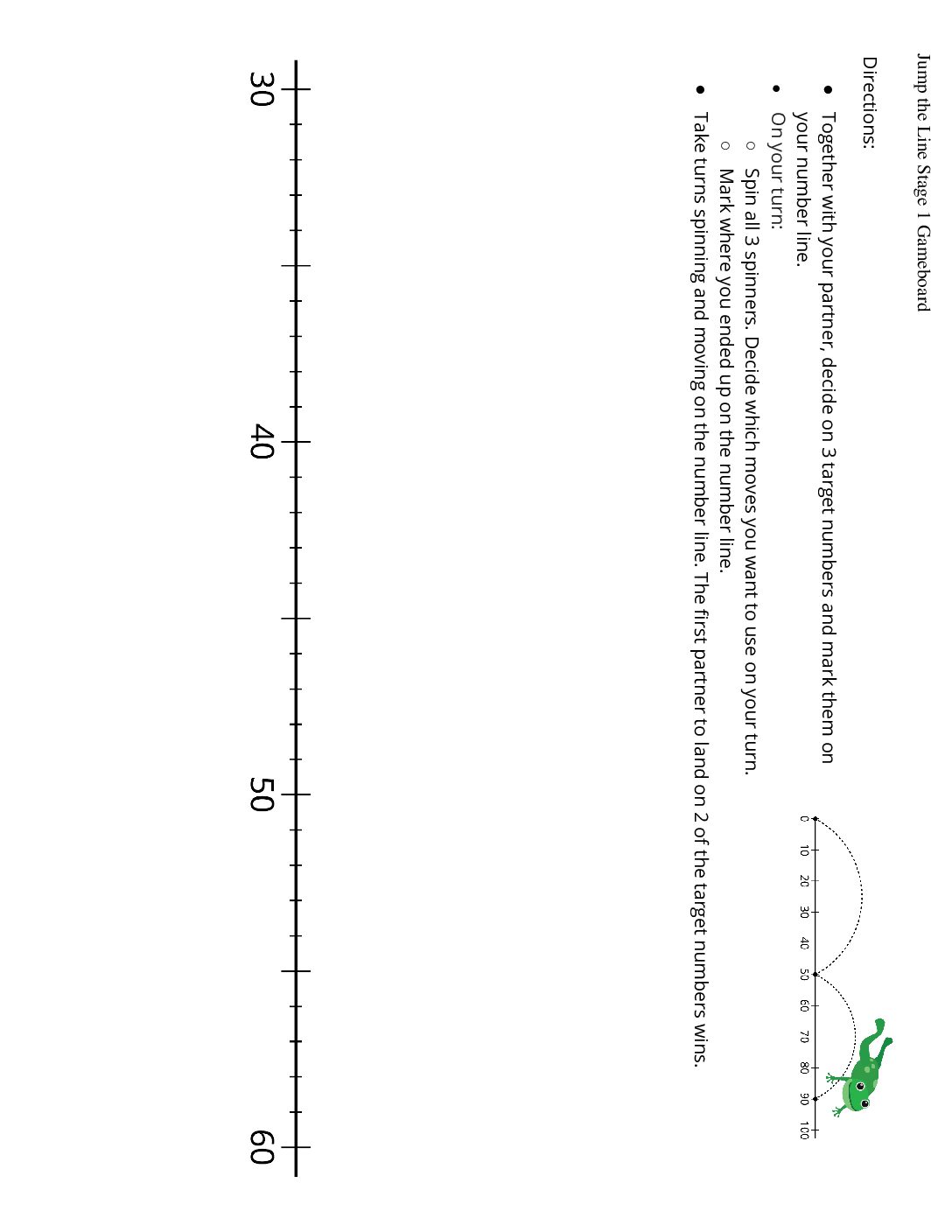 Grade2.4.B14.1 İntroduce Jump The Line Add And Subtract Within 100 Jump The Line Stage 1 Gameboard