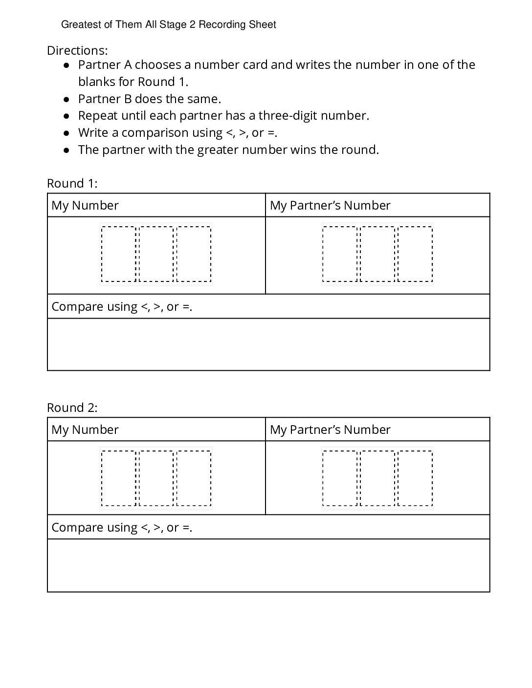 Grade2.5.B11.2 Play Greatest Of Them All Greatest Of Them All Stage 2 Recording Sheet