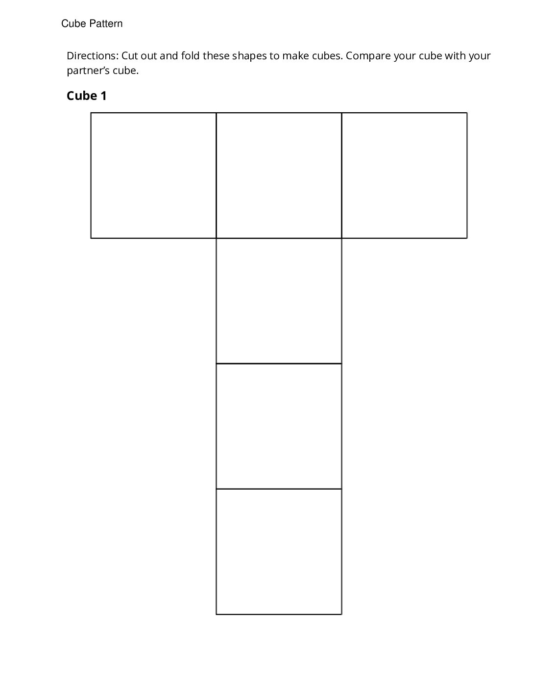 Grade2.6.A4.2 Sort And Build Solid Shapes Cube Pattern