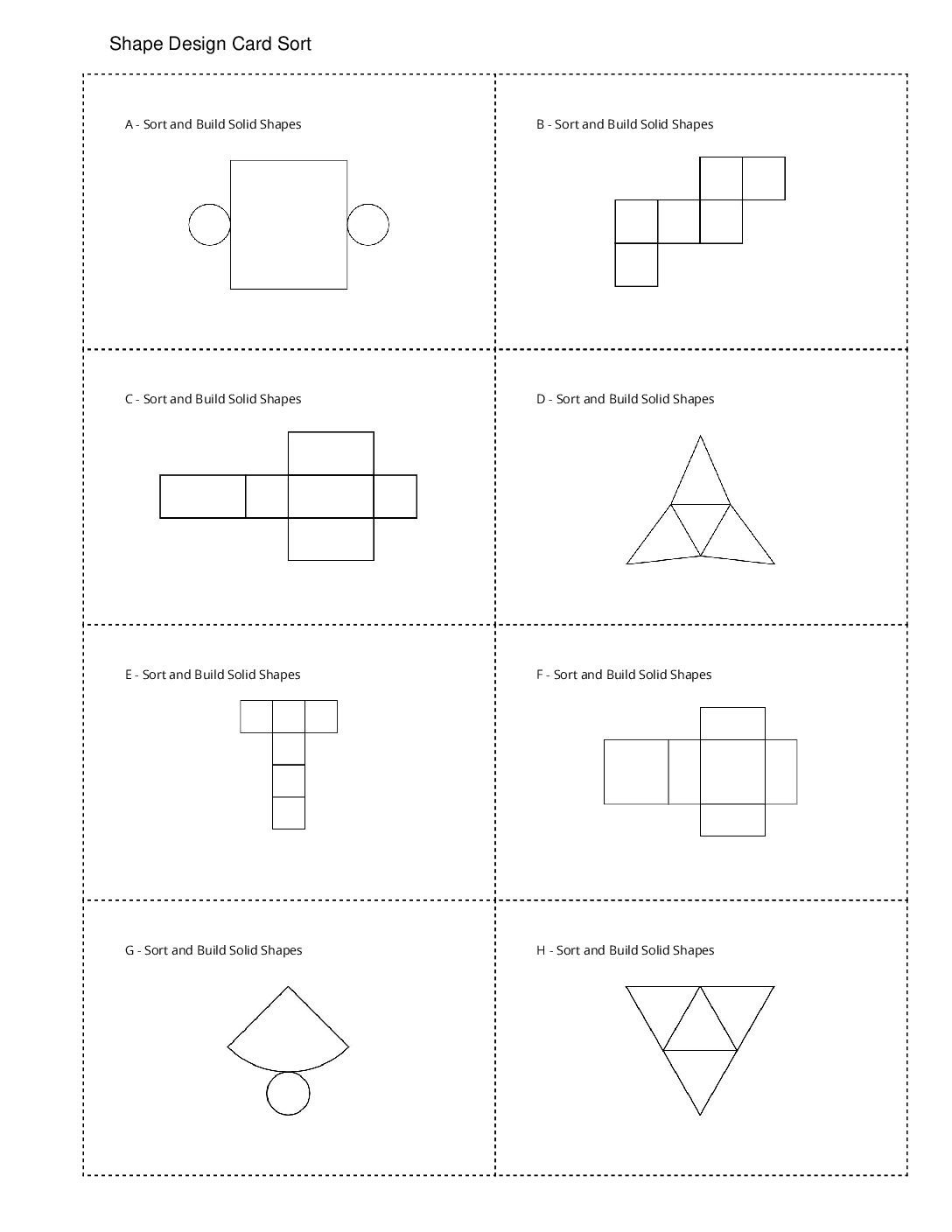 Grade2.6.A4.2 Sort And Build Solid Shapes Shape Design Card Sort