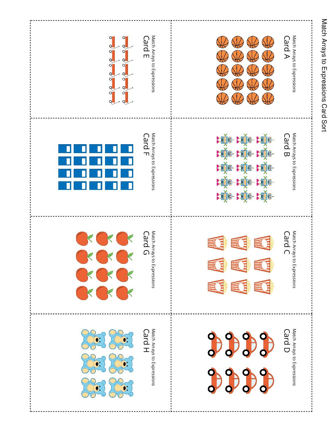 Grade2.8.B9.2 Card Sort Arrays And Expressions Match Arrays To Expressions Card Sort