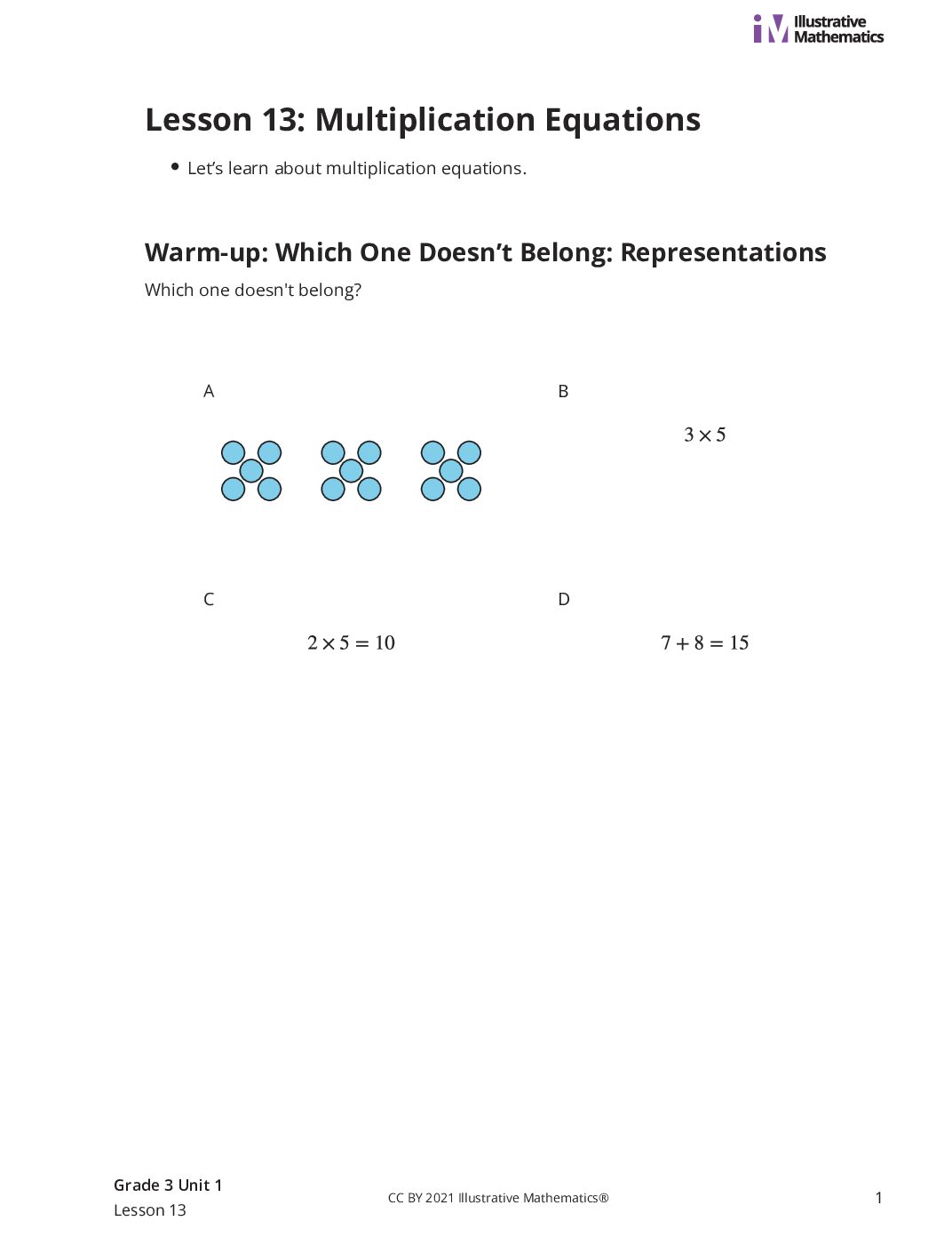 Grade3 1 13 Lesson Student Task Statements