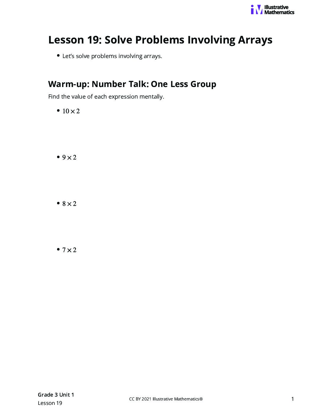 Grade3 1 19 Lesson Student Task Statements