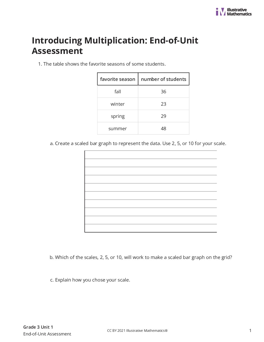 Grade3 1 End Of Unit Assessment Assessment